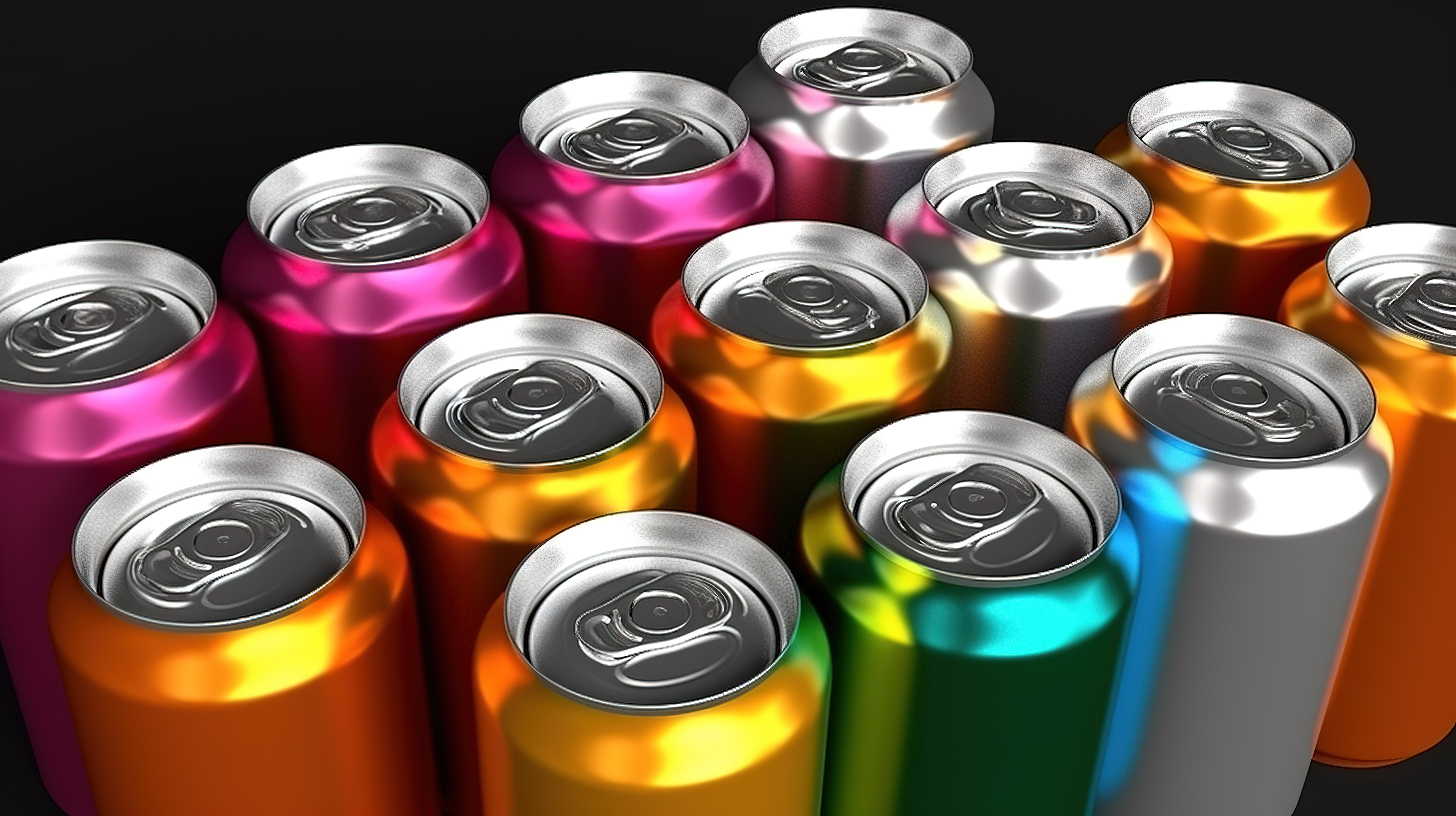 色彩鲜艳的铝罐的独立 3D 渲染图片
