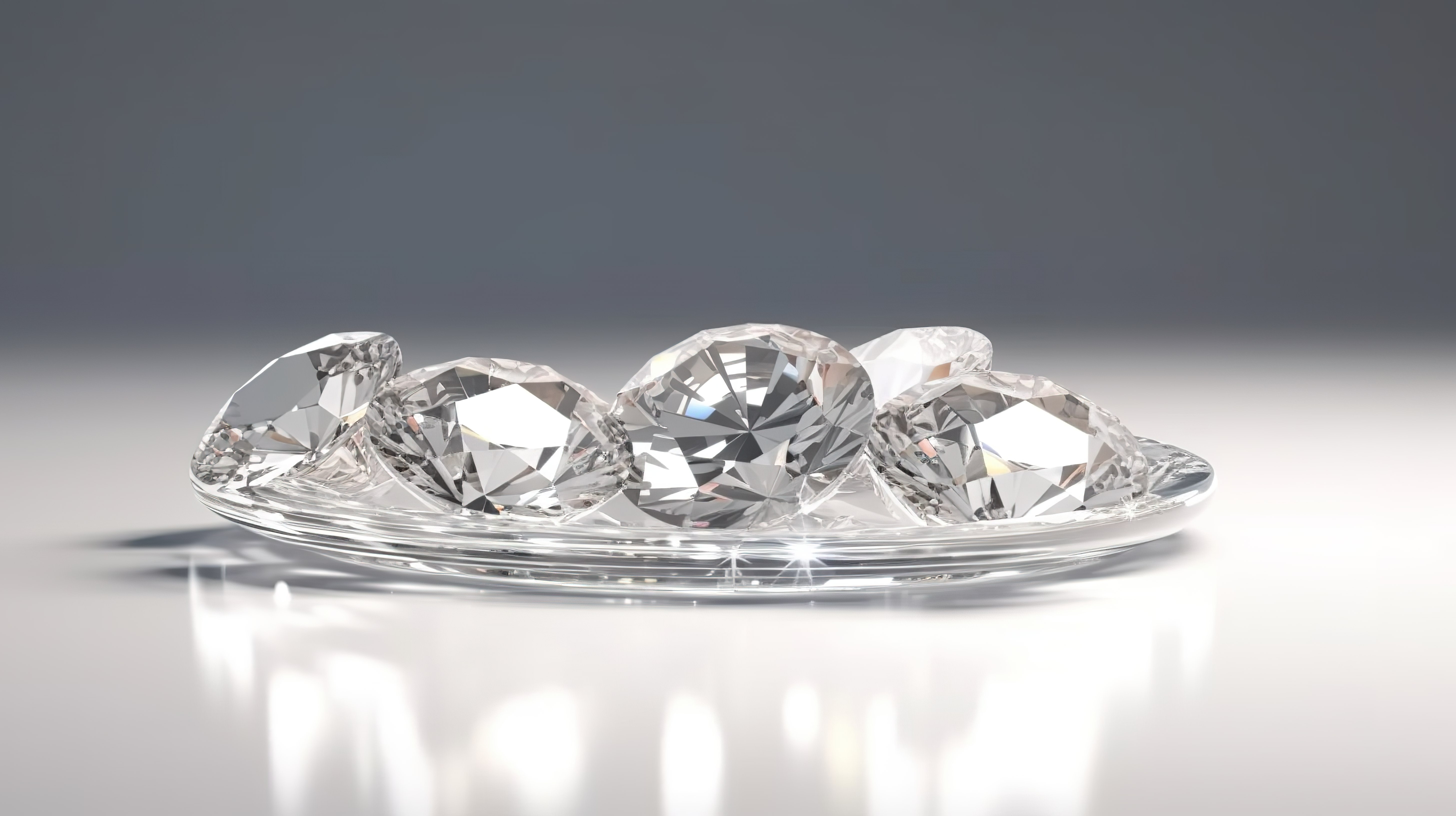 闪亮的钻石位于白色讲台高端水晶 3D 渲染上图片