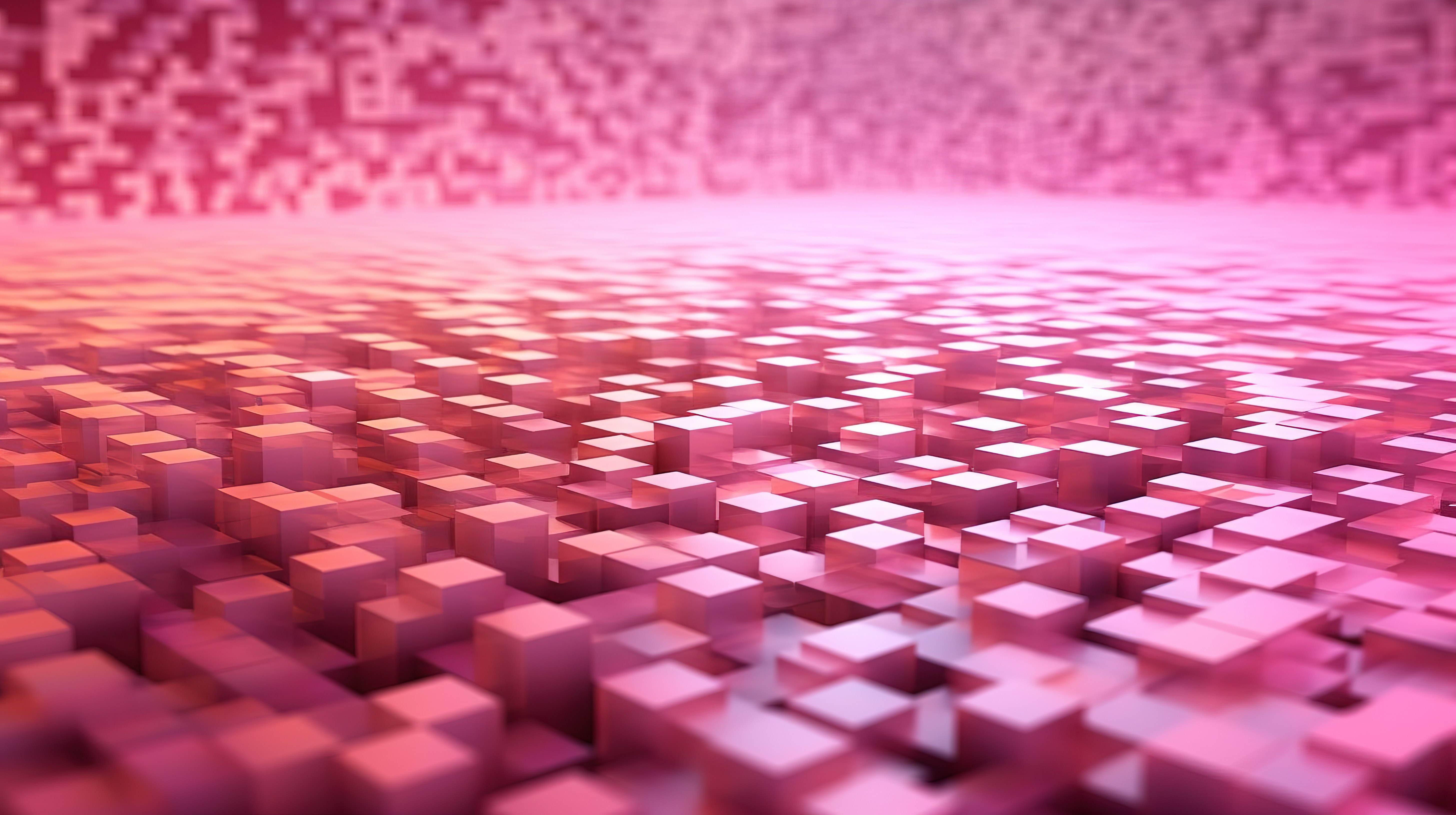 3D 渲染中的粉色方形像素抽象模板图片