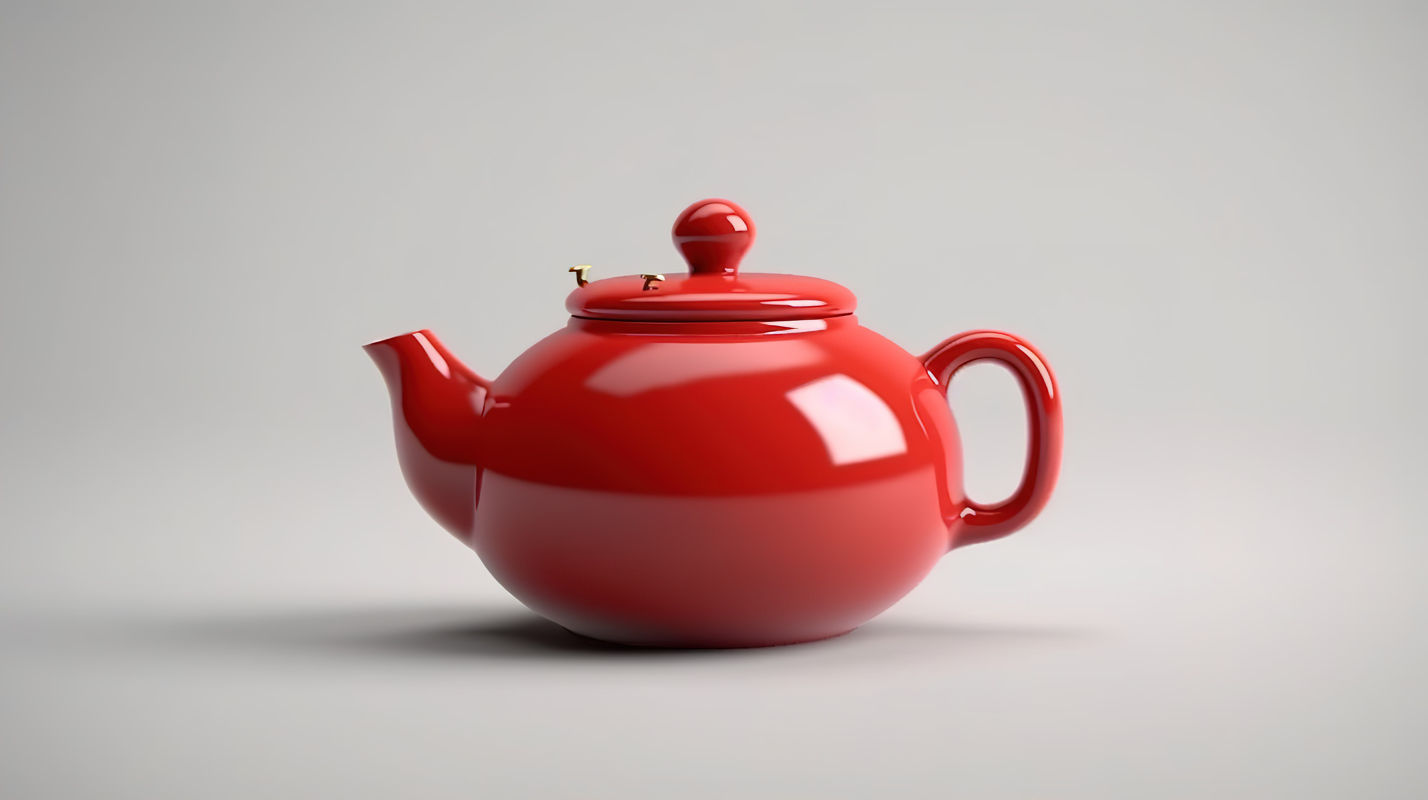 迷人的红色陶瓷茶壶的 3D 插图，非常适合下午茶时间图片