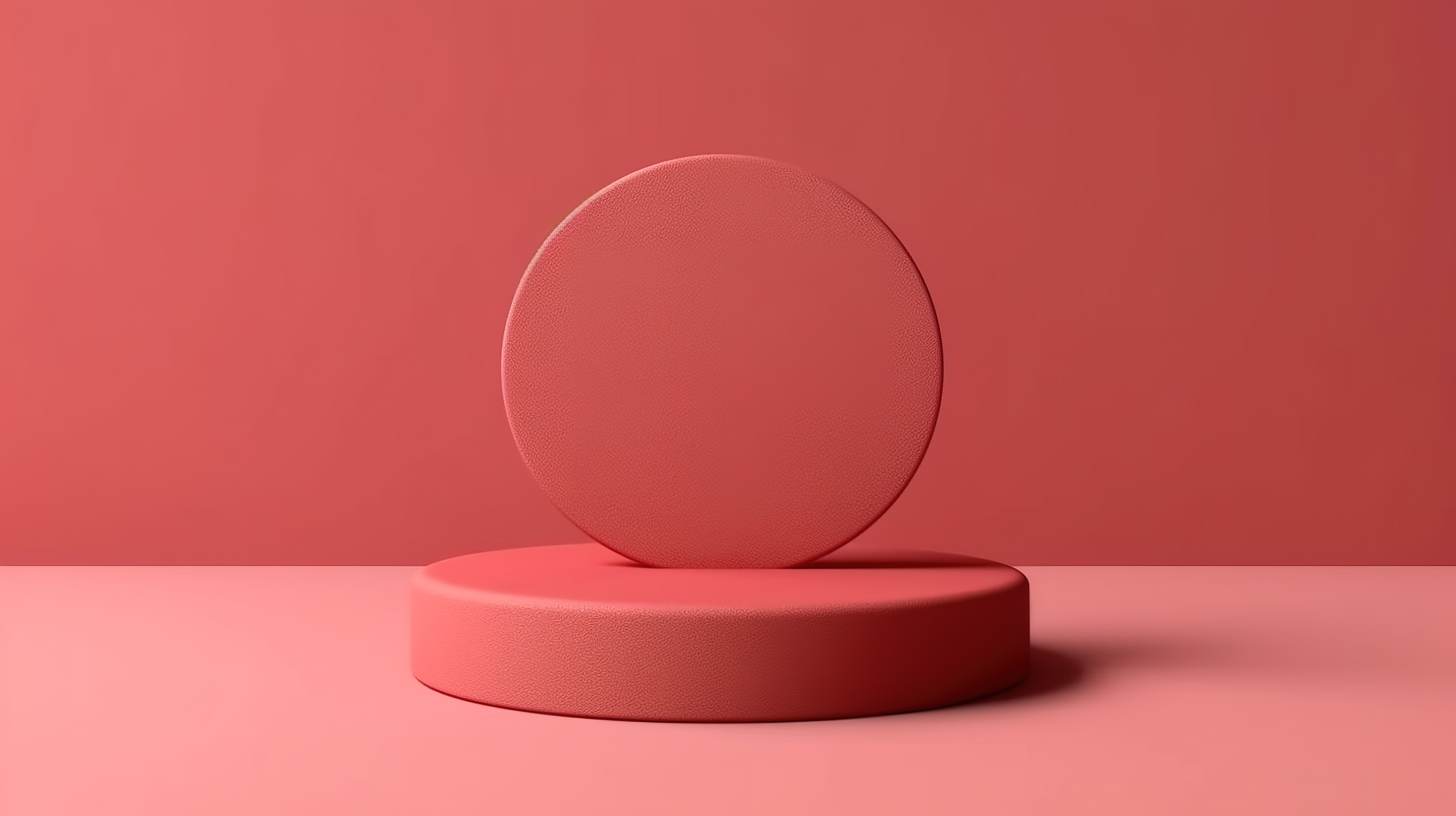 圆形讲台上红色 3D 产品的简约顶视图显示图片