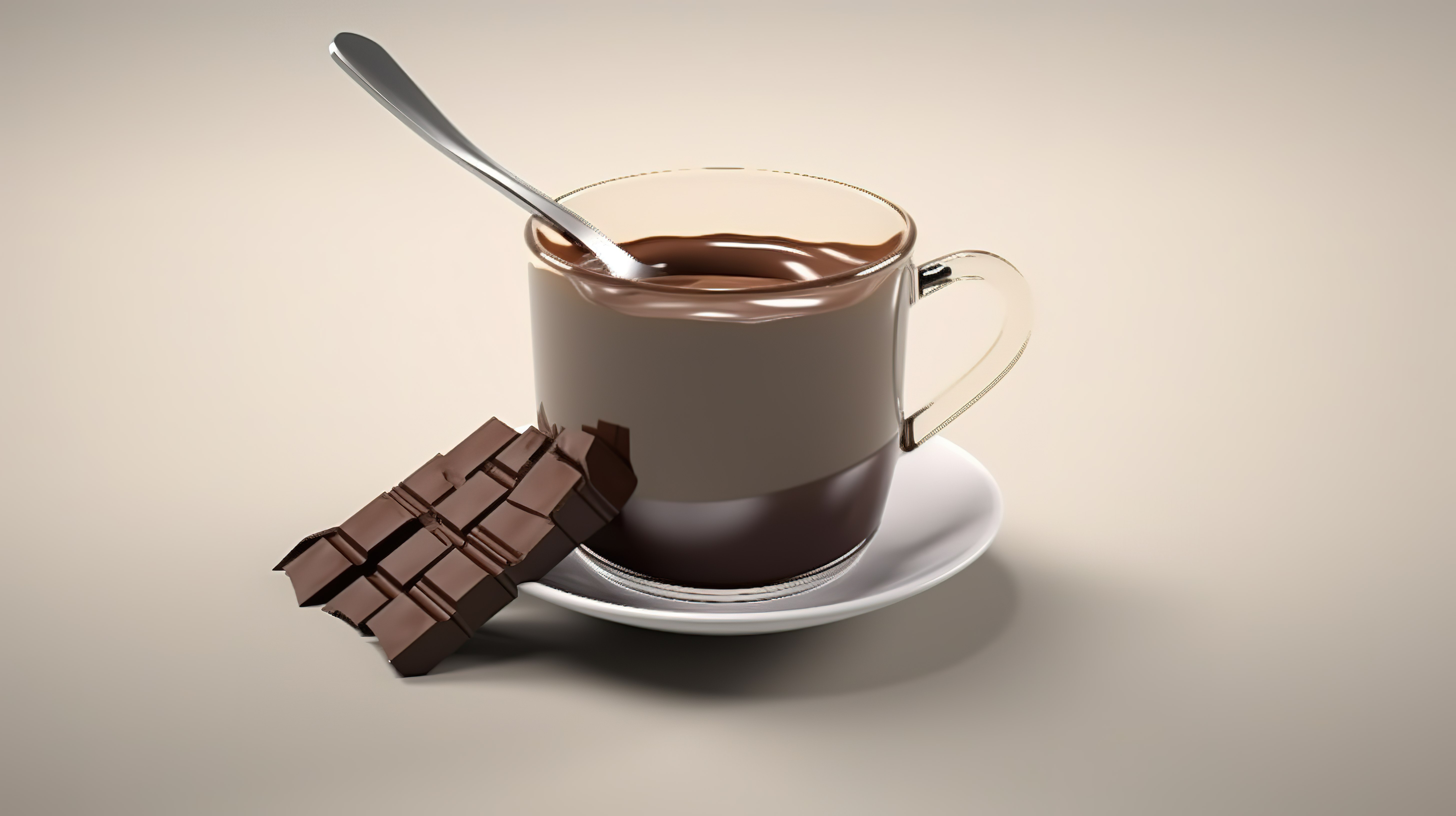 天鹅绒般的黑巧克力和粘稠的巧克力棒，奶油般新鲜的日常喜悦，盛在杯子里，令人惊叹的 3D 渲染图片
