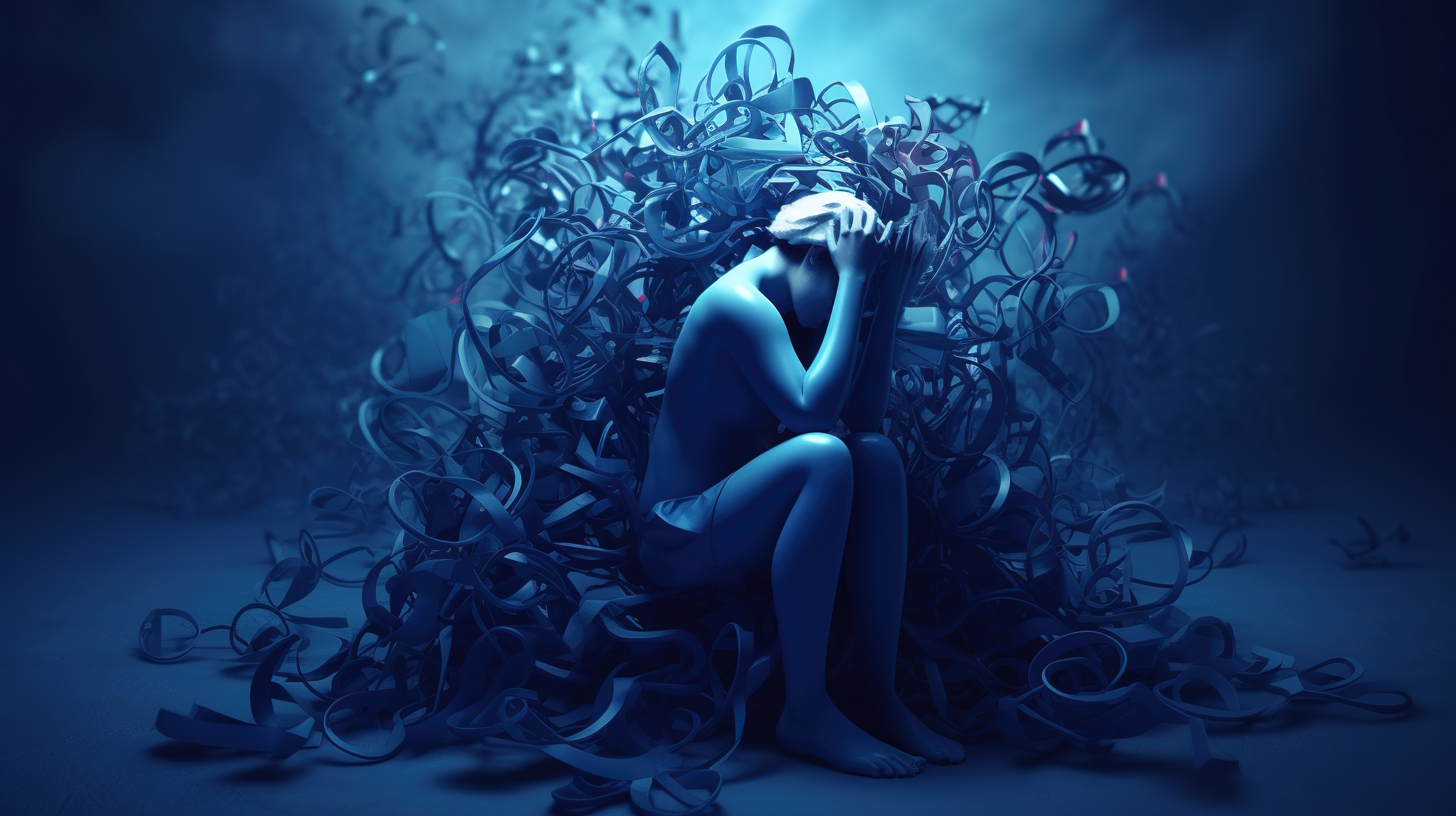 心理健康挑战抑郁焦虑压力和情绪情绪的图解概念图片