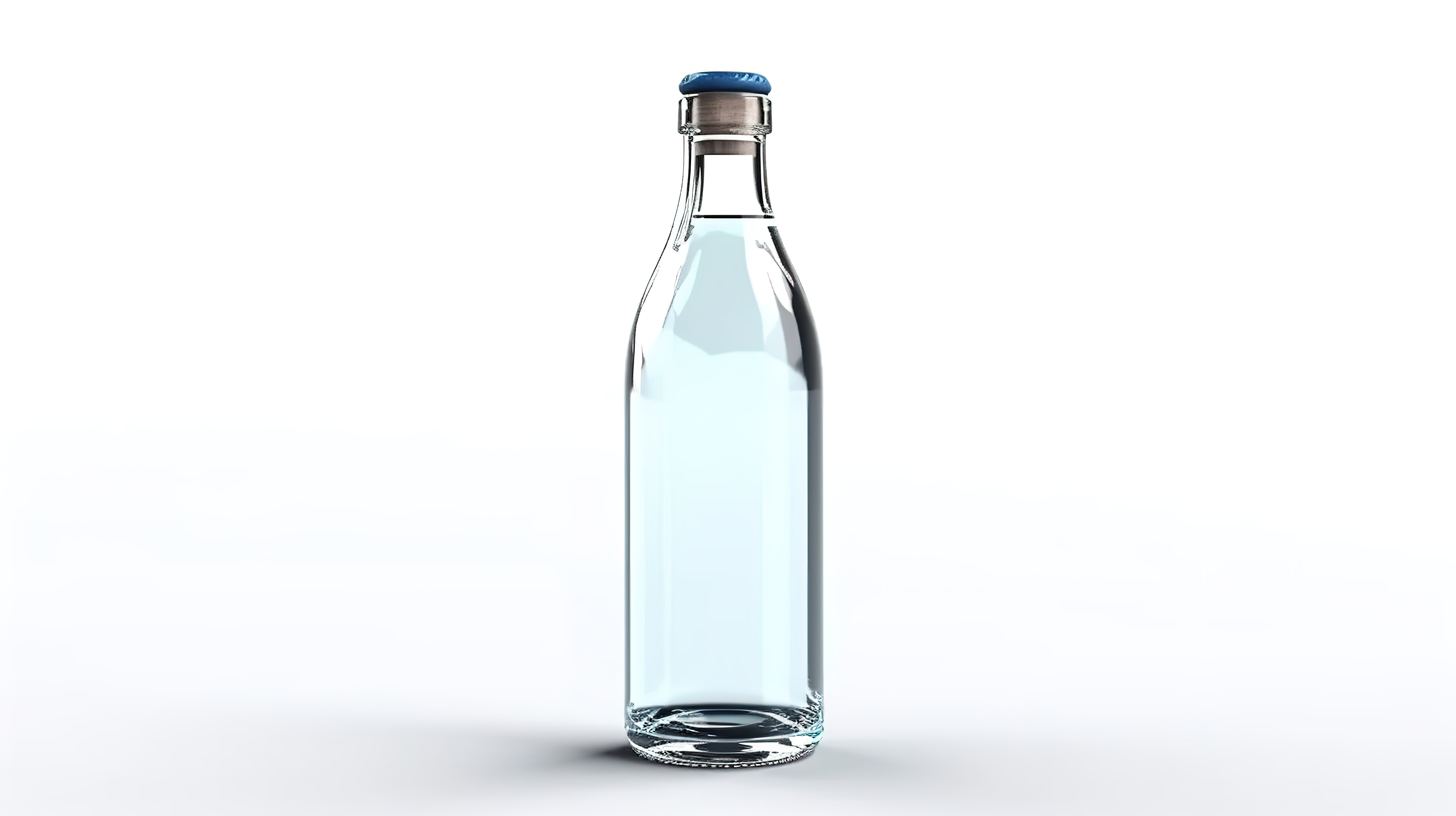 透明矿泉水瓶准备好您的定制设计 3D 渲染在白色背景上图片