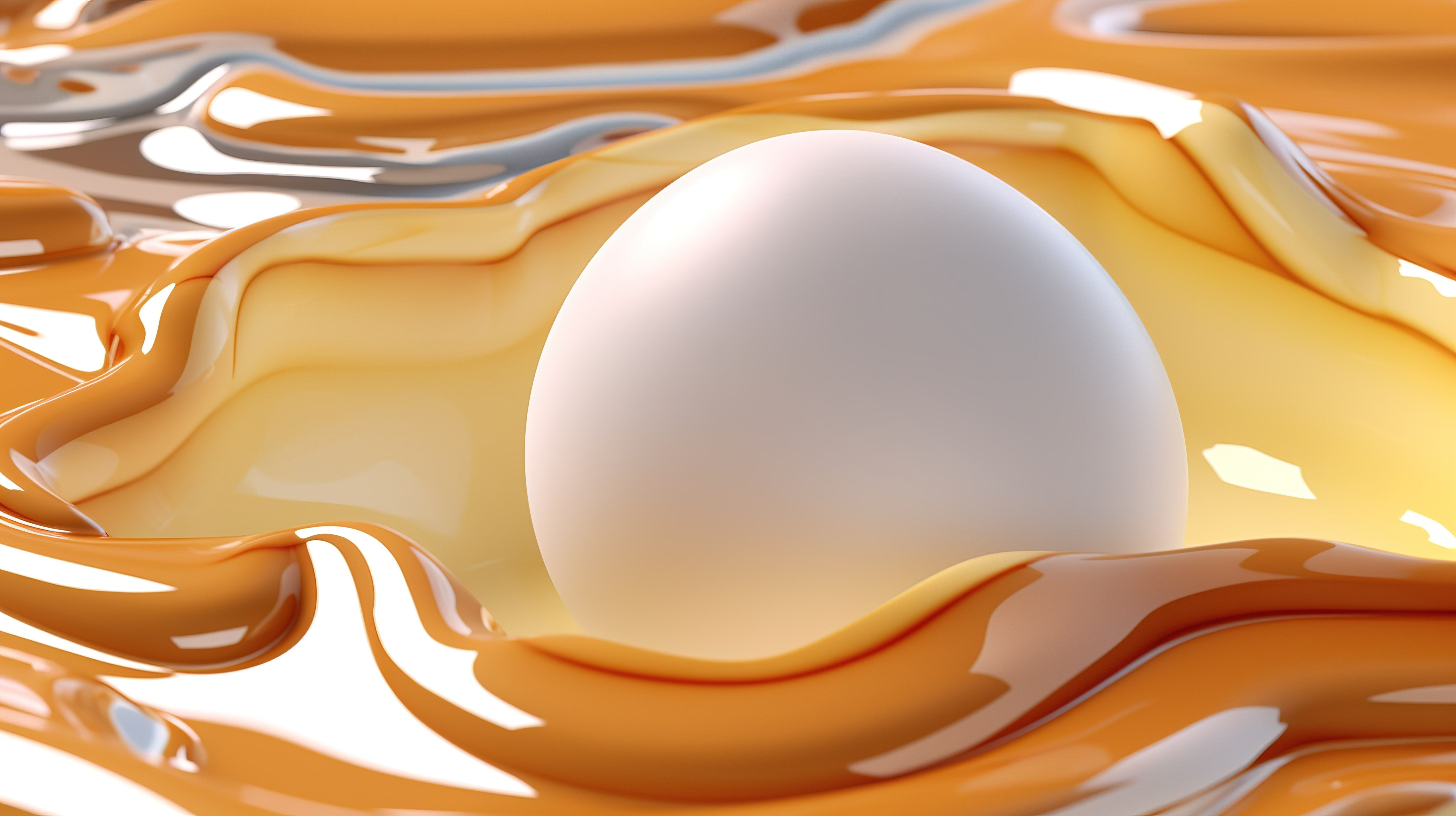 具有抽象背景和充足复制空间的煮鸡蛋横幅的超现实 3D 插图图片