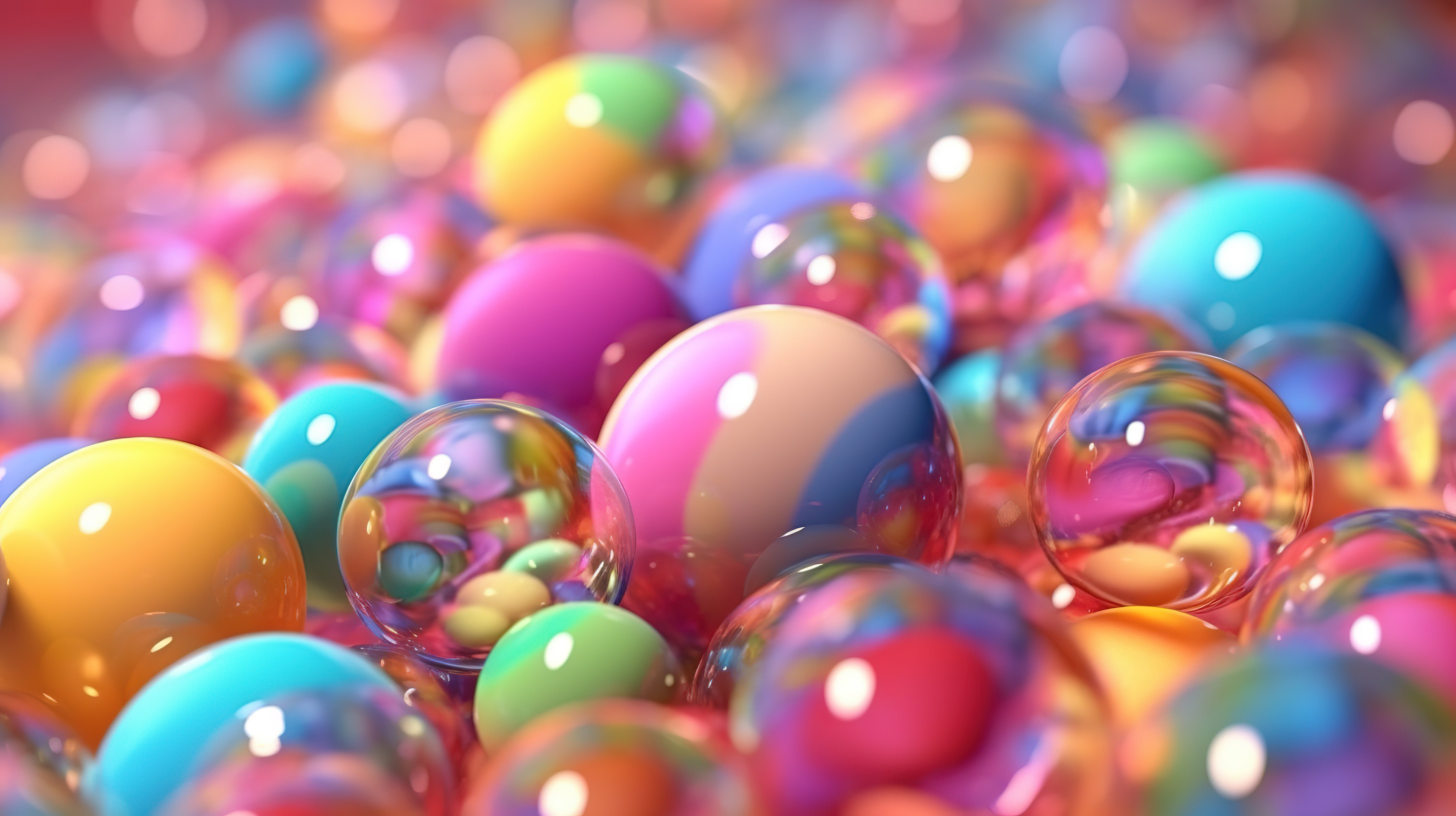 3D 渲染中生动气泡的混合色调图片