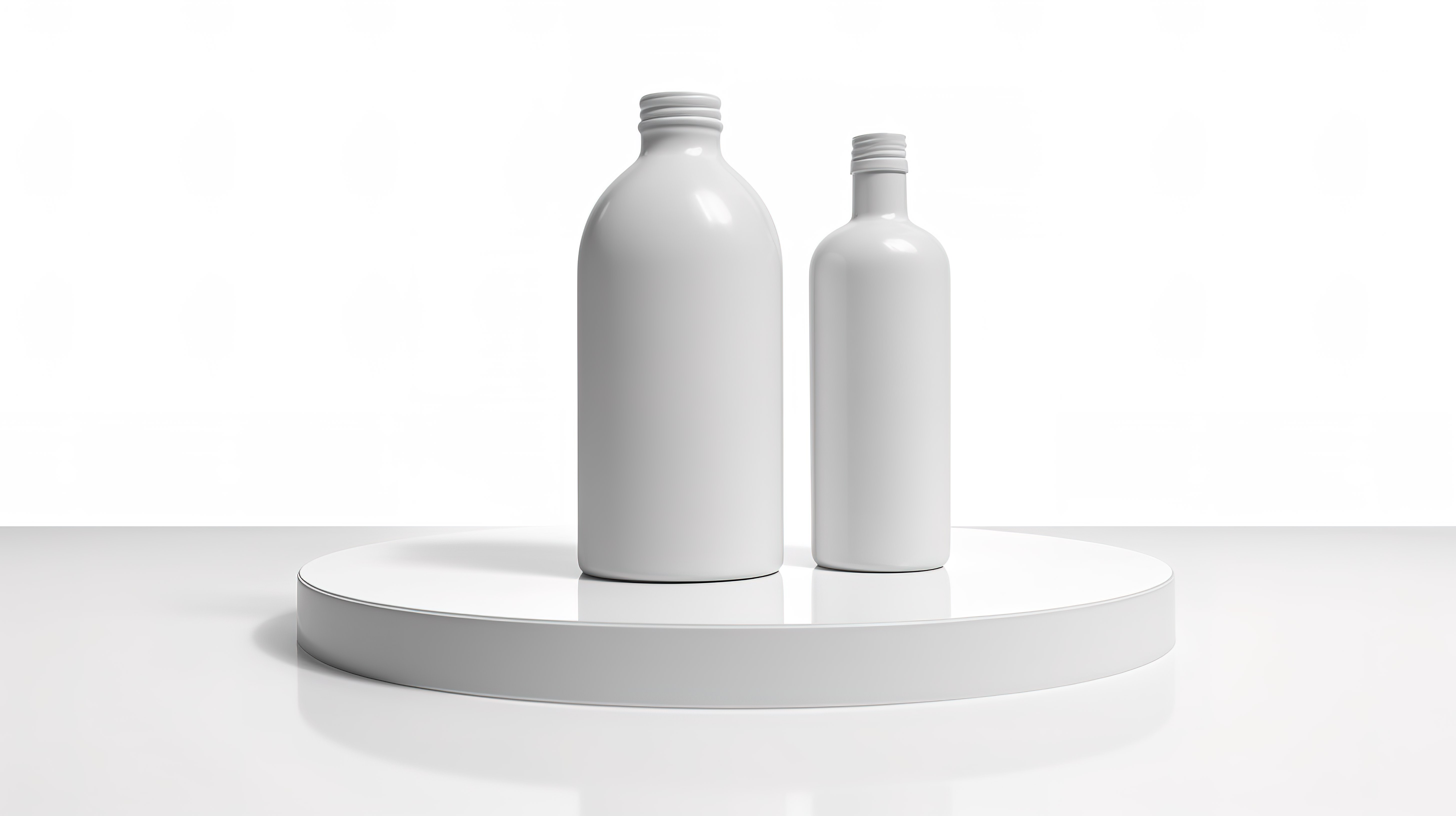 聚苯乙烯泡沫塑料瓶在 3D 渲染中单独站立在白色底座上图片
