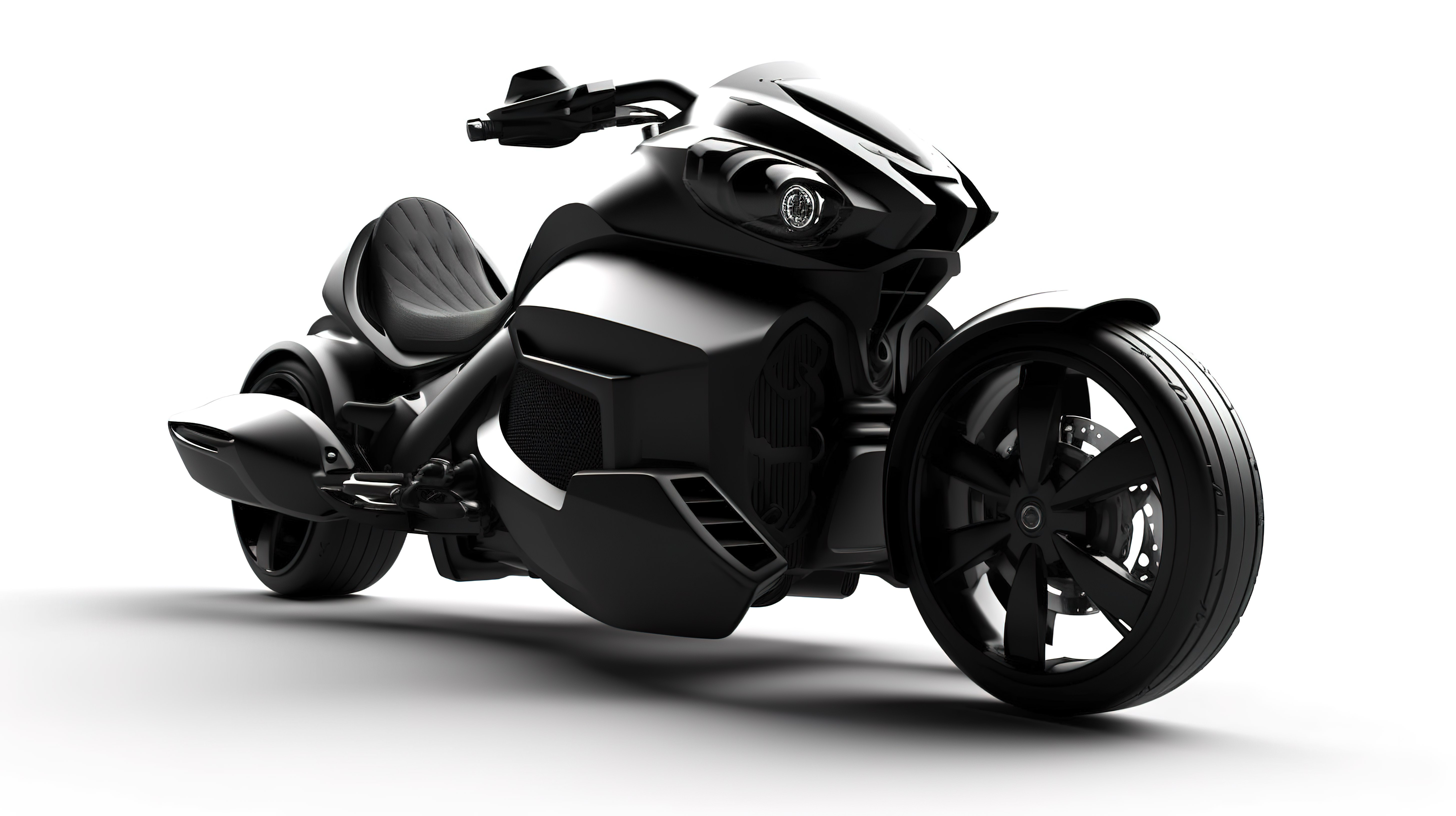 白色背景下的两座黑色城市运动摩托车 3D 渲染图片