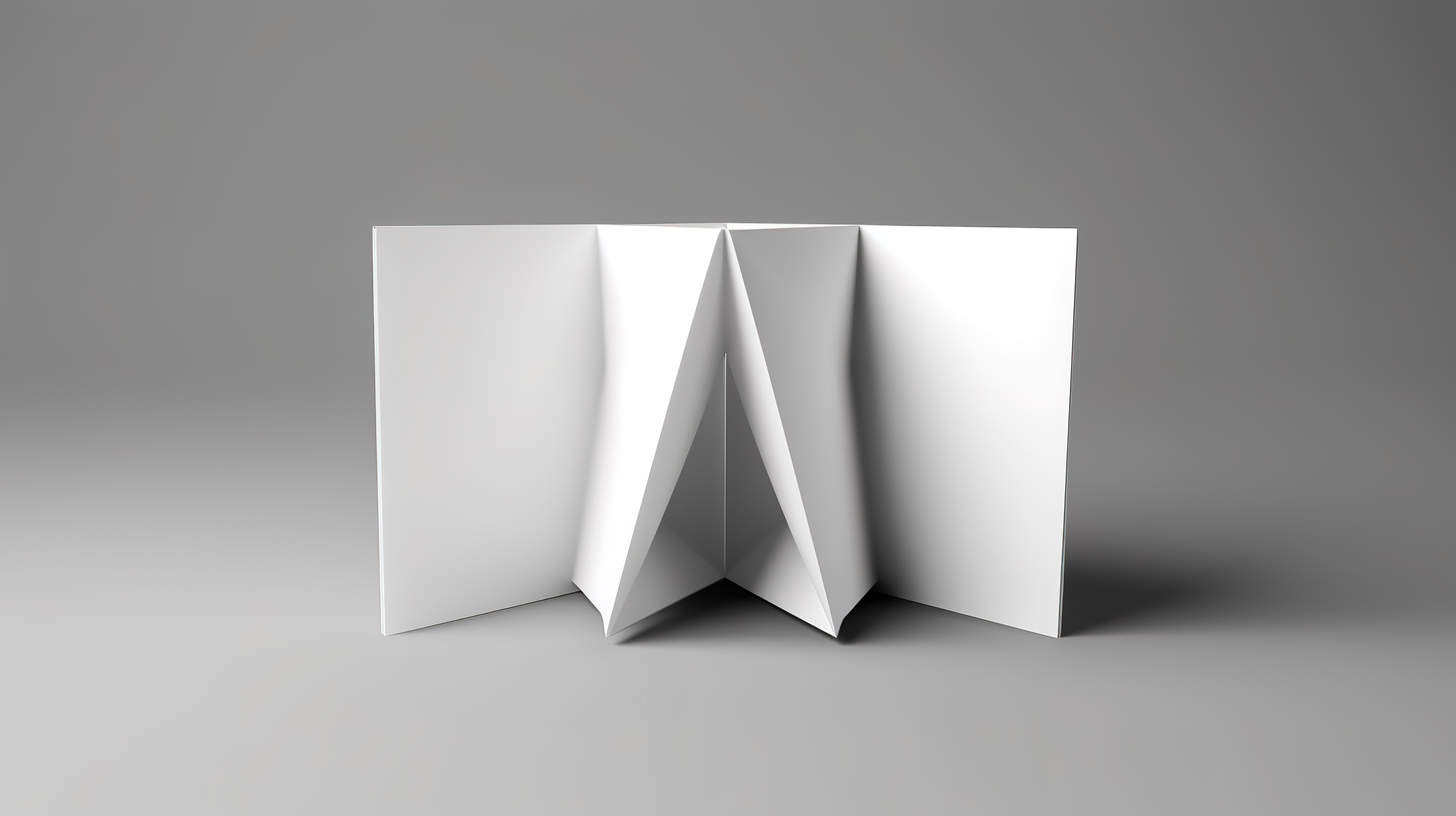白色背景上的两折传单 两叶折叠纸的 3D 渲染图片