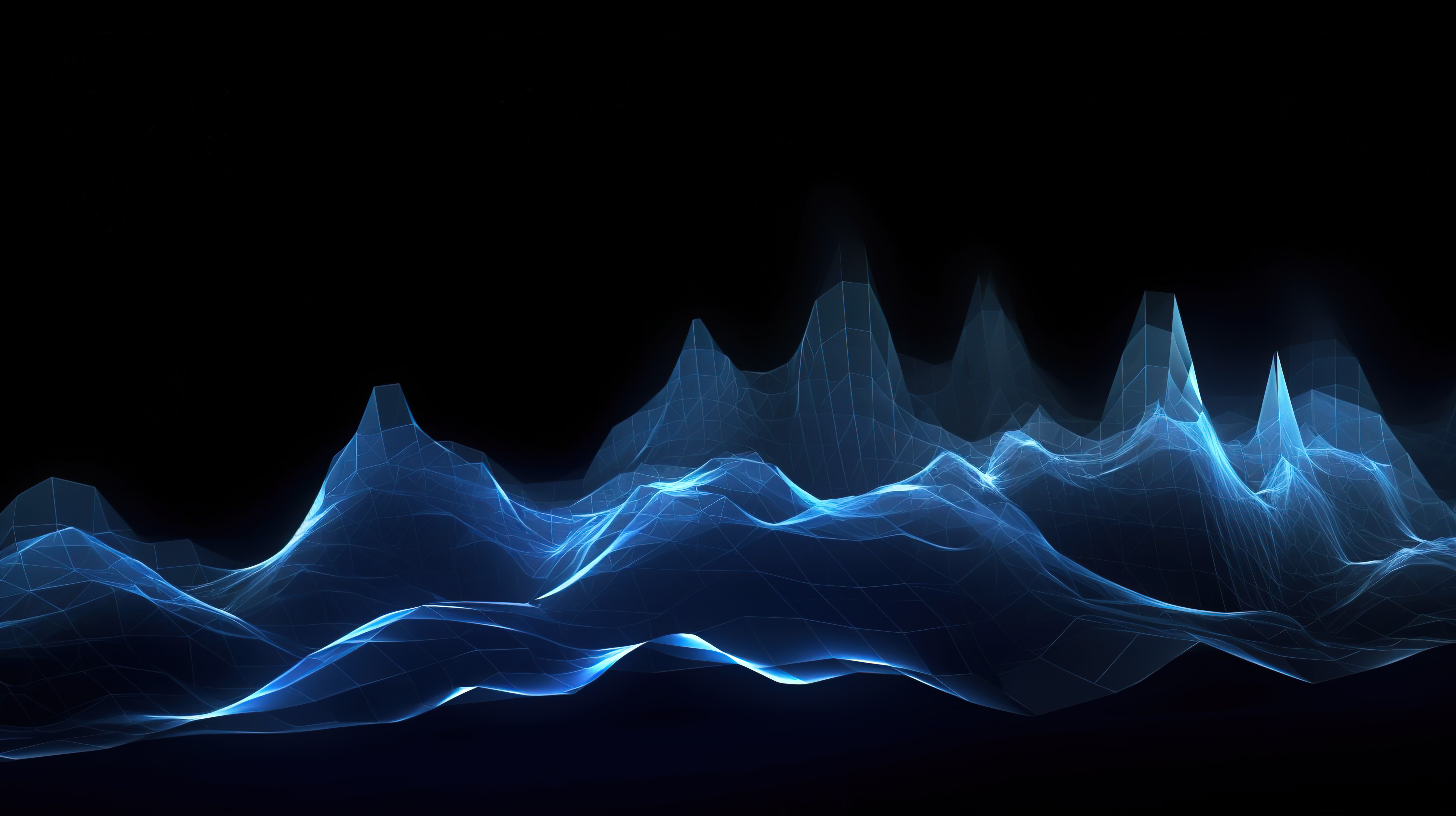 未来科技设计，以蓝色数字化波浪为特色，在烟熏背景下完美适合登陆页面 3D 渲染图片