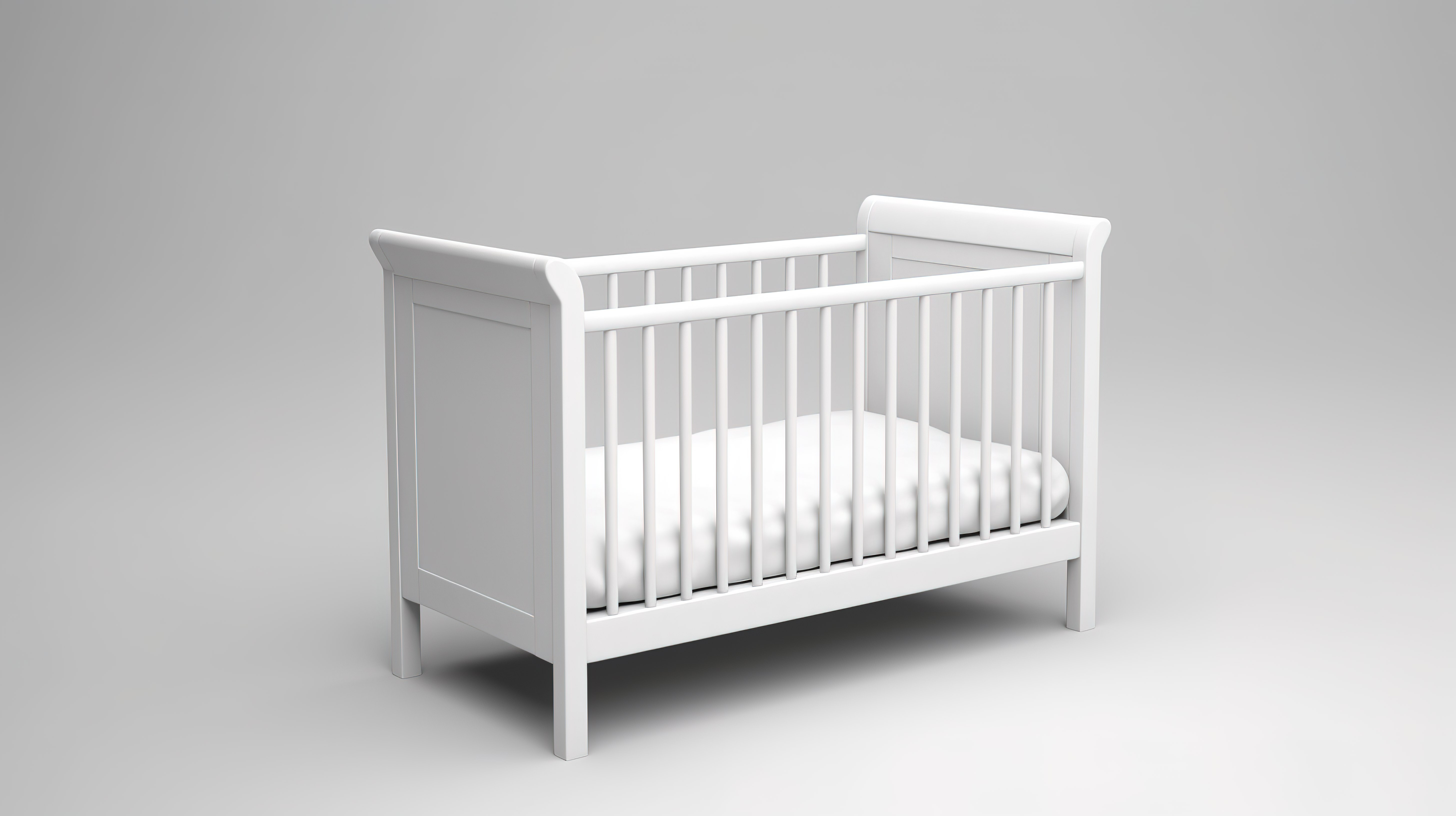 婴儿床的白色背景 3D 渲染图片