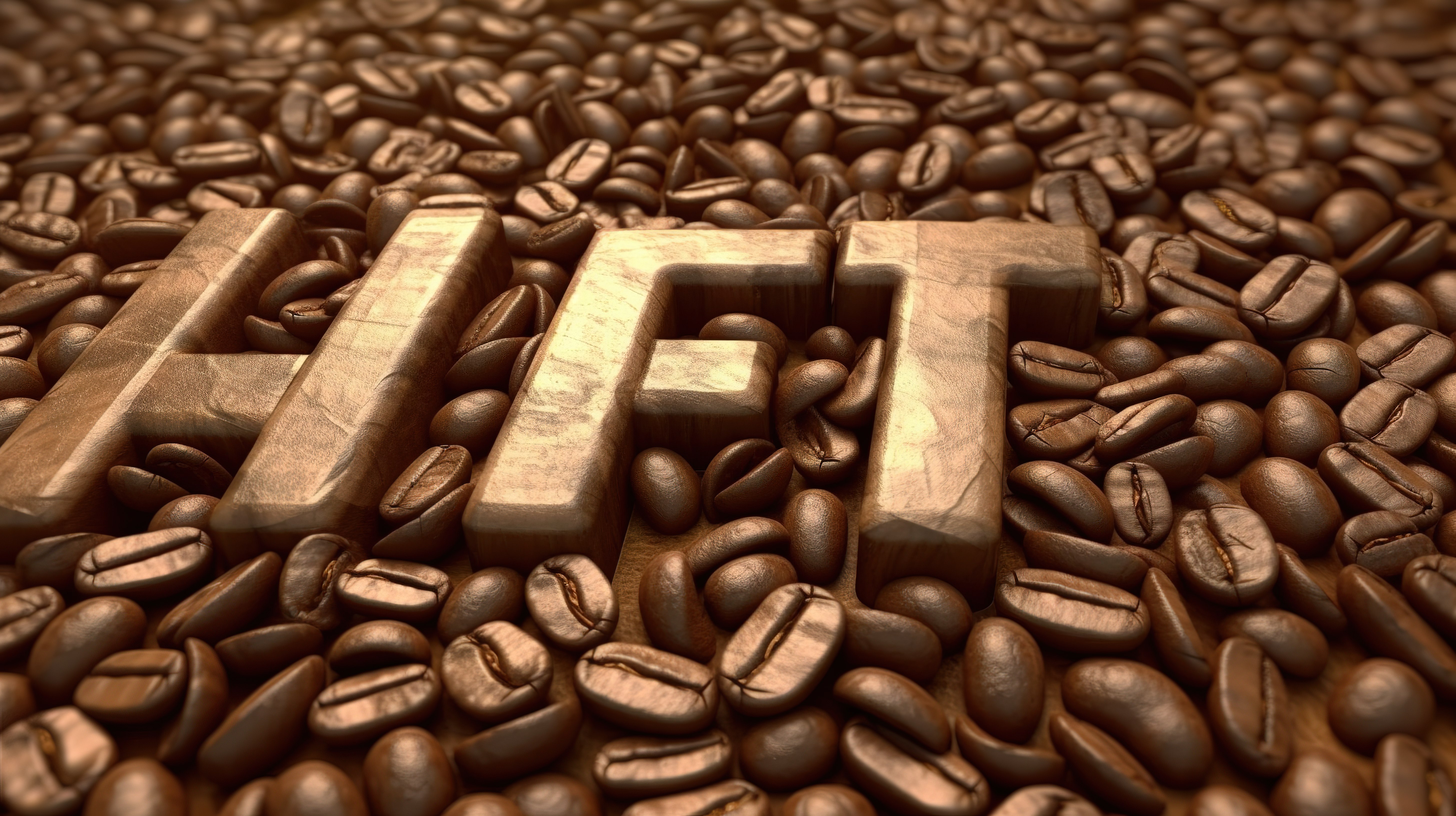 3d 渲染的咖啡豆拼出“能量”这个词图片