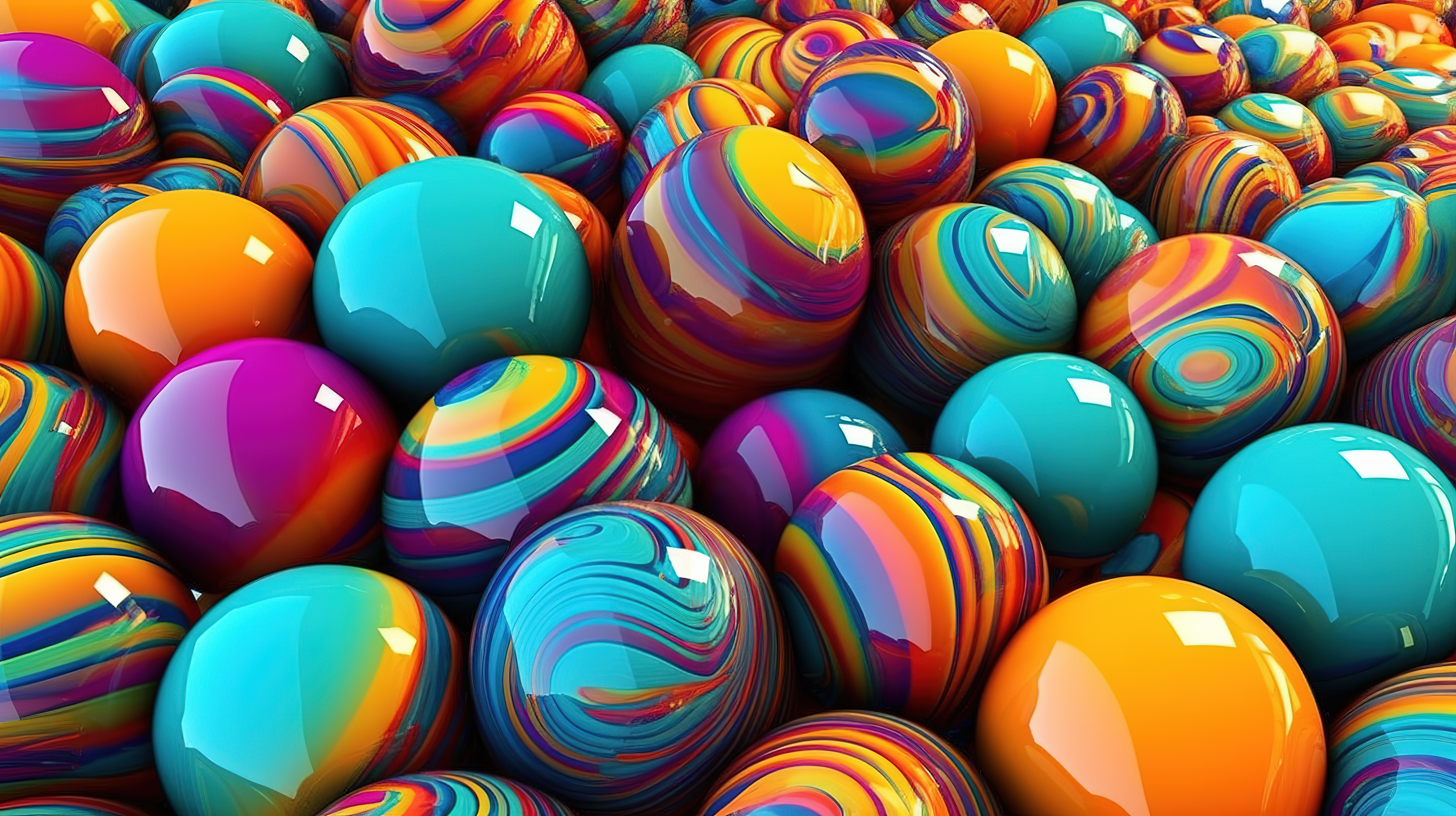 彩色球体和圆形形状是 3D 渲染中令人惊叹的抽象插图图片