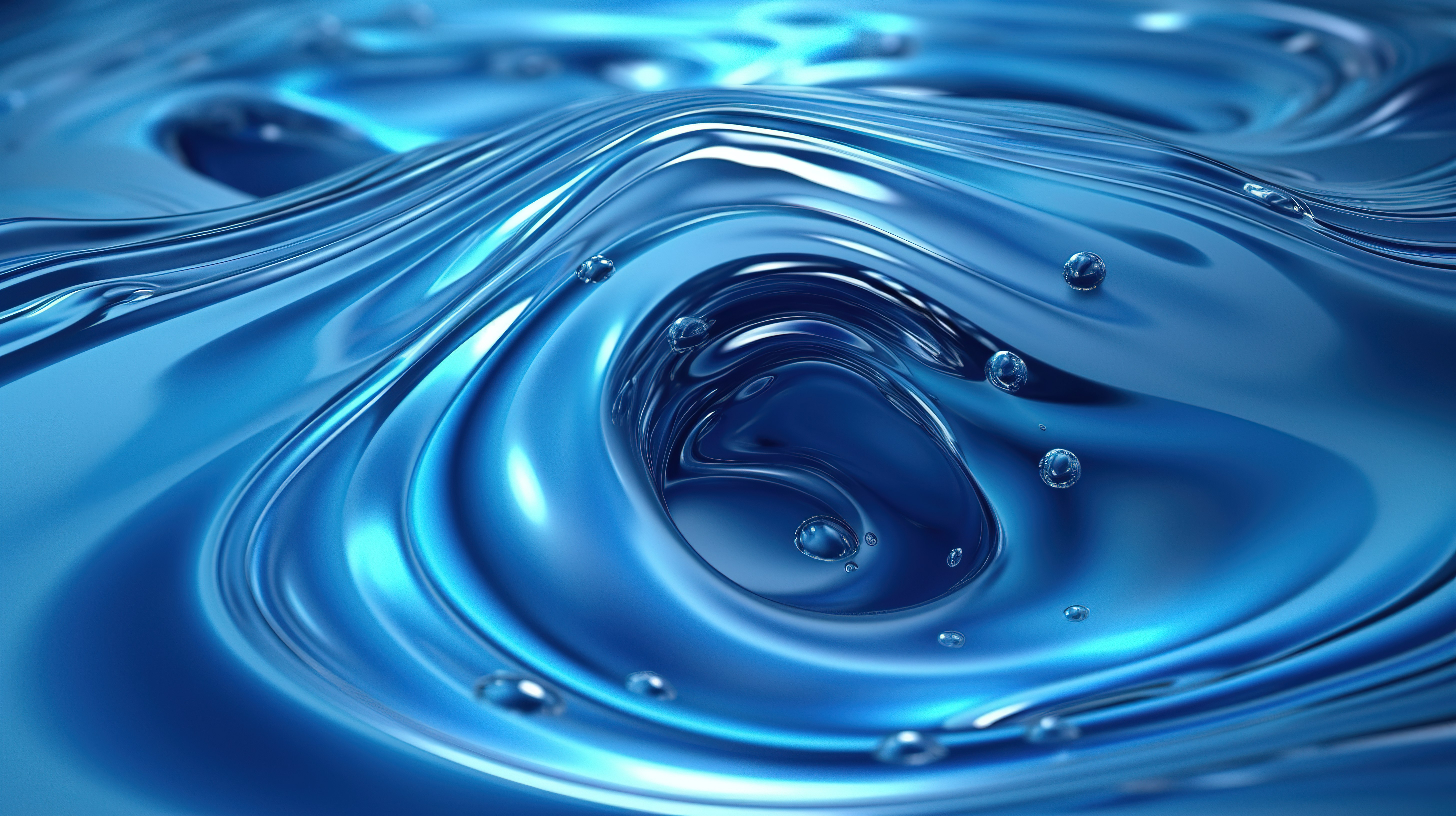 充满活力的蓝色水背景的 3D 渲染非常适合产品促销图片