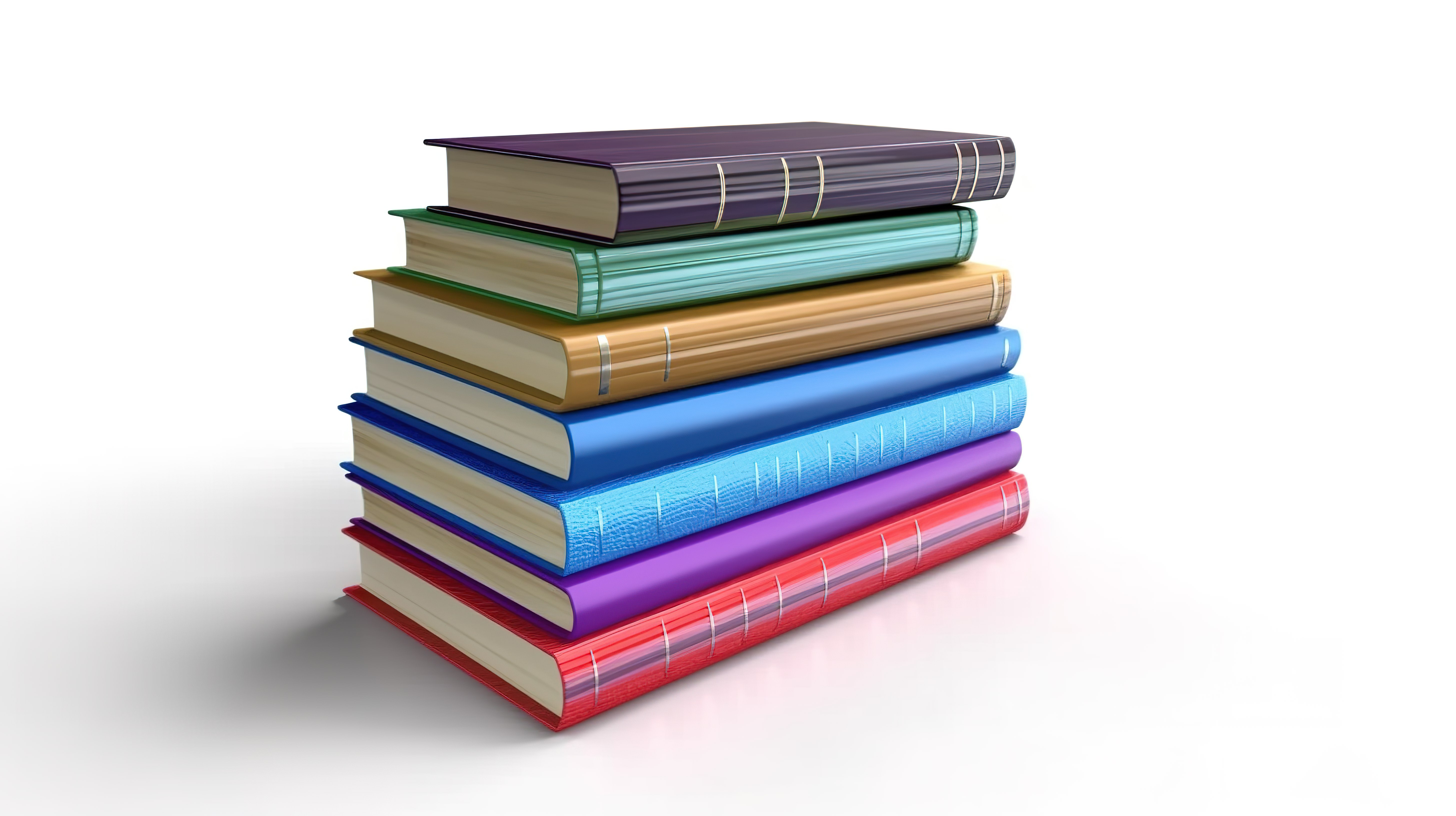 白色背景上一堆书本和一本字典的 3D 插图，作为教育和知识获取的象征图片