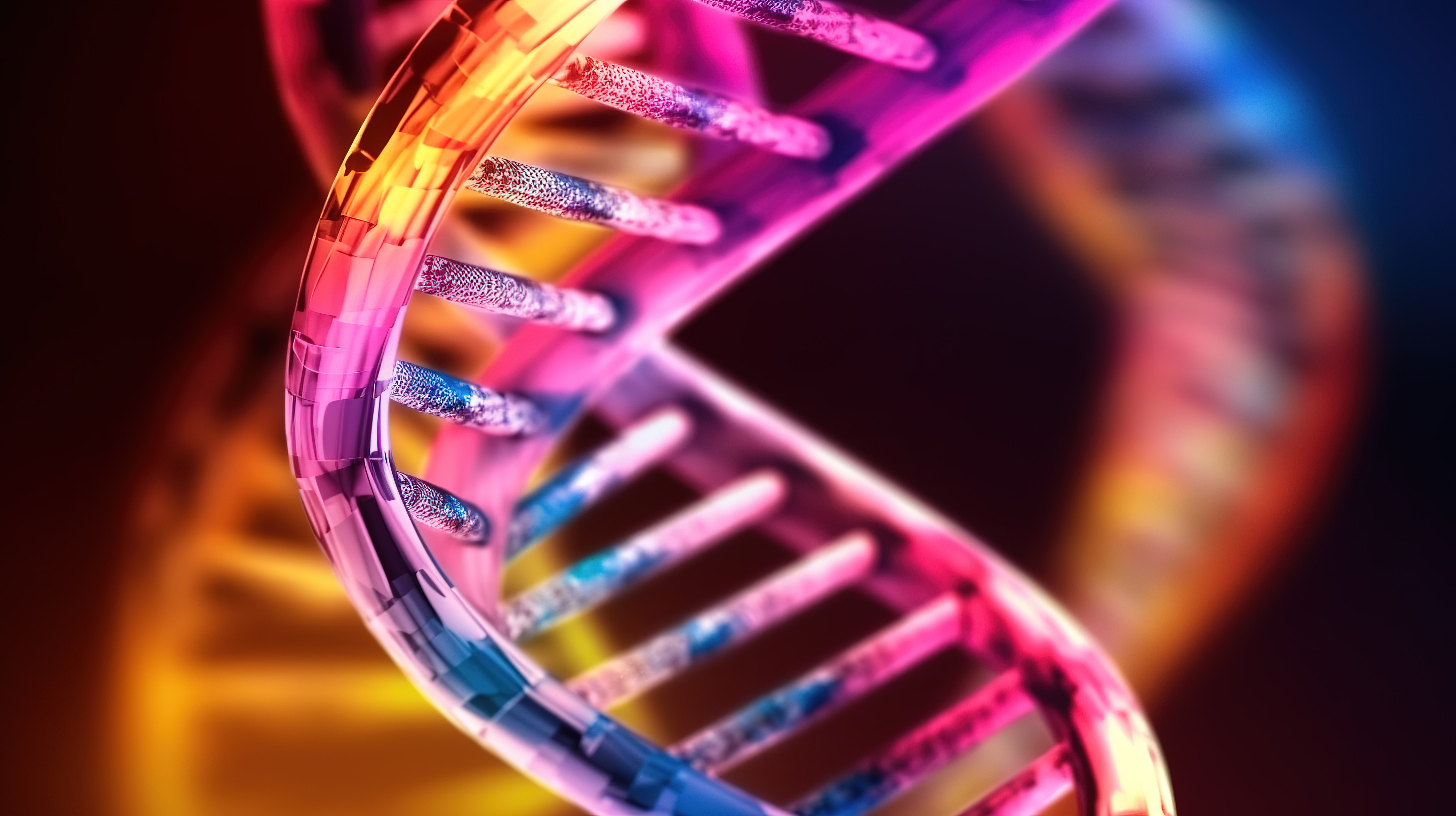 DNA 螺旋和基因编辑通过 3D 渲染探索基因工程的概念图片