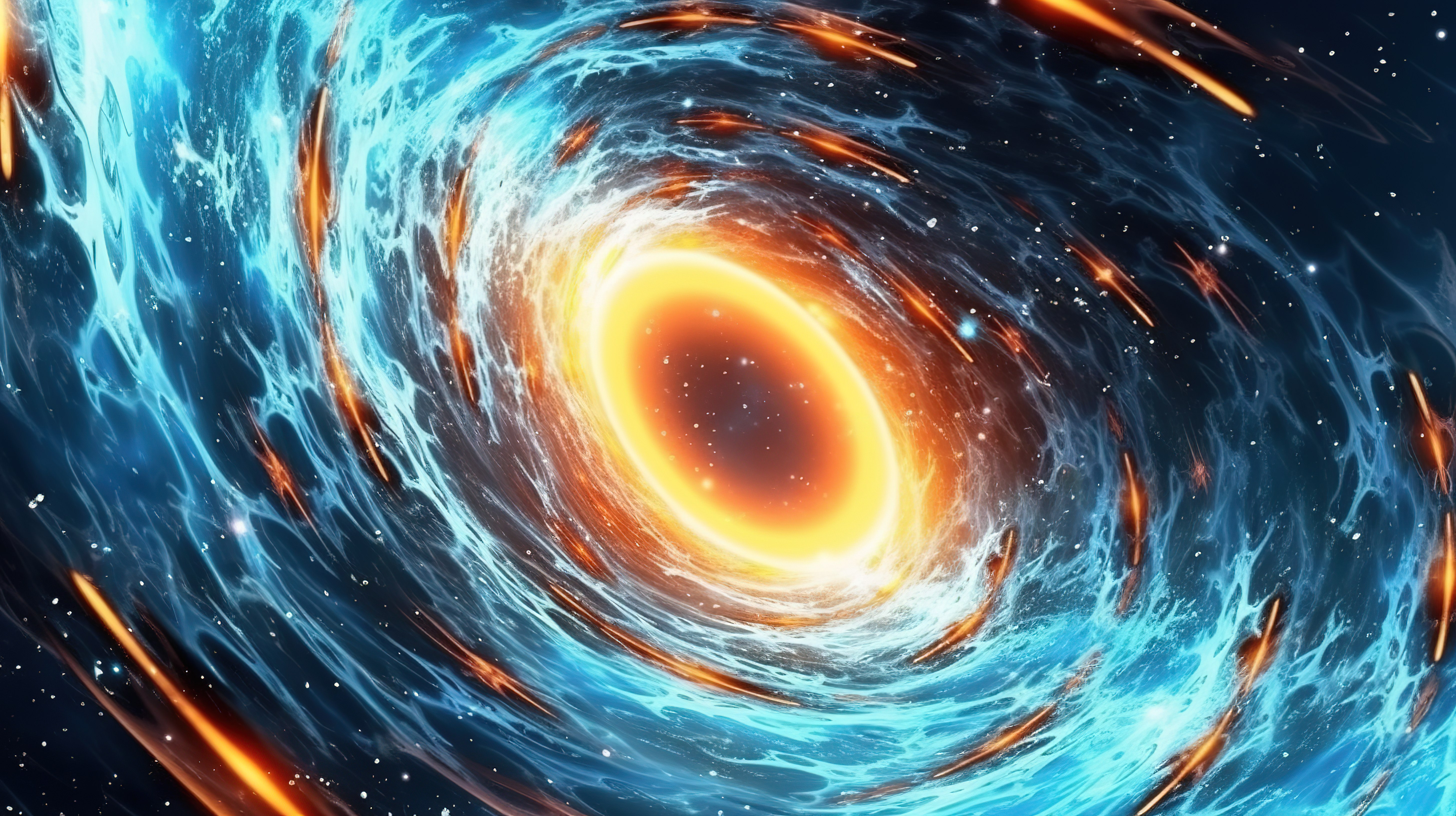3d 渲染蓝色能量漩涡在双星中与蓝色和橙色恒星系统图片