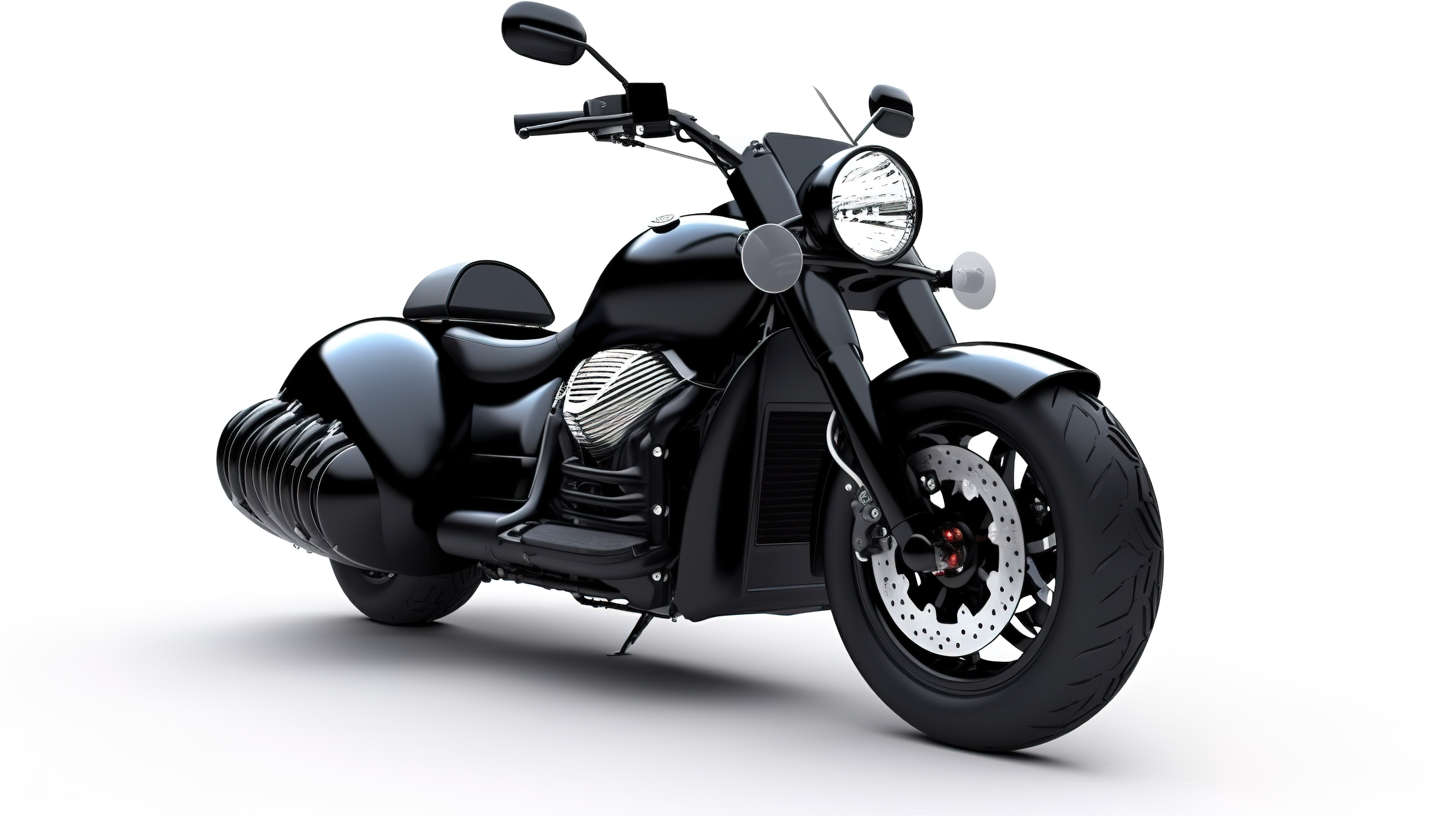 专为城市运动设计的 2 座黑色摩托车，采用干净的白色背景 3D 渲染图片