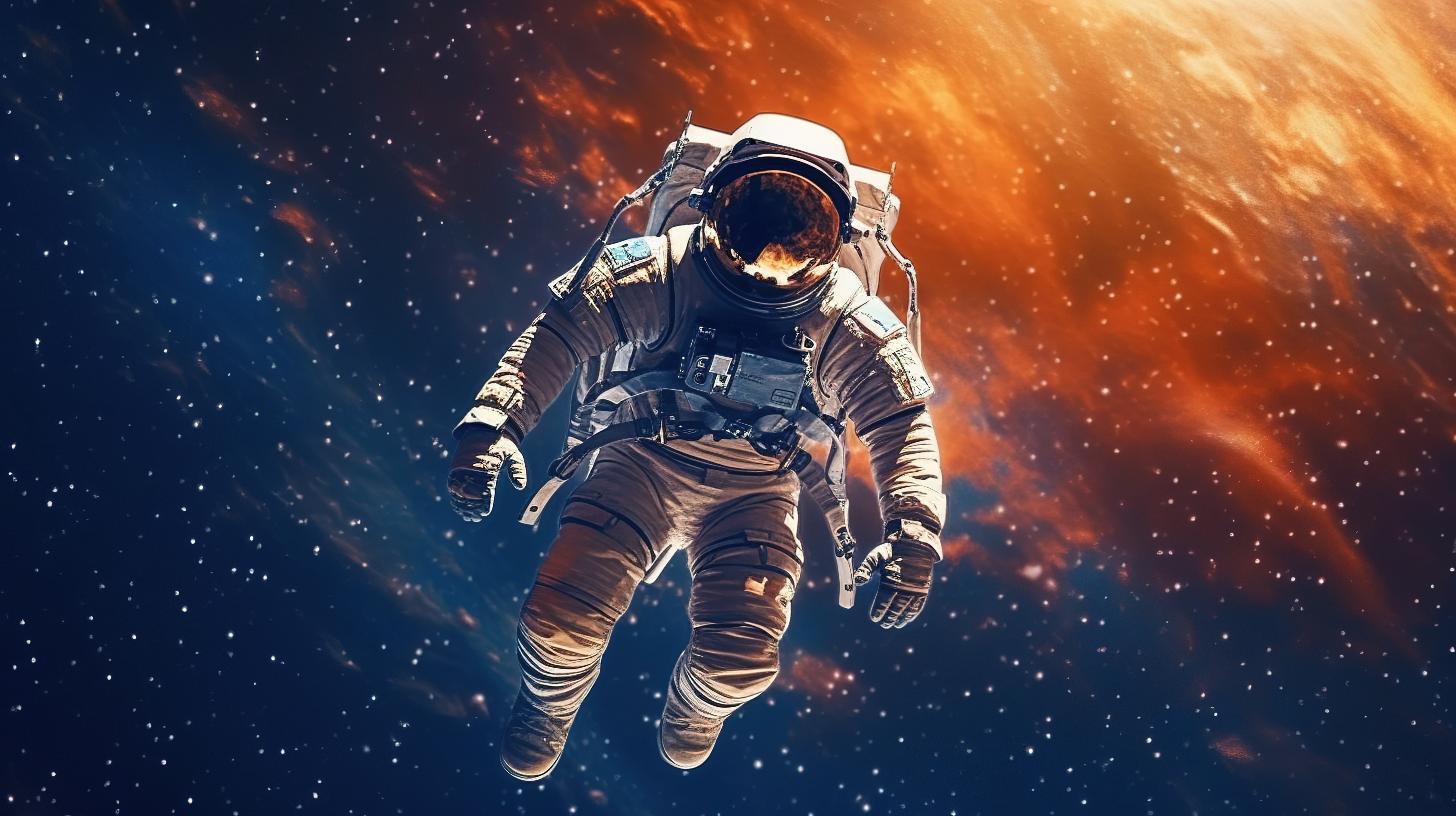零重力宇航员 3D 插图漂浮宇航员作为横幅背景图片