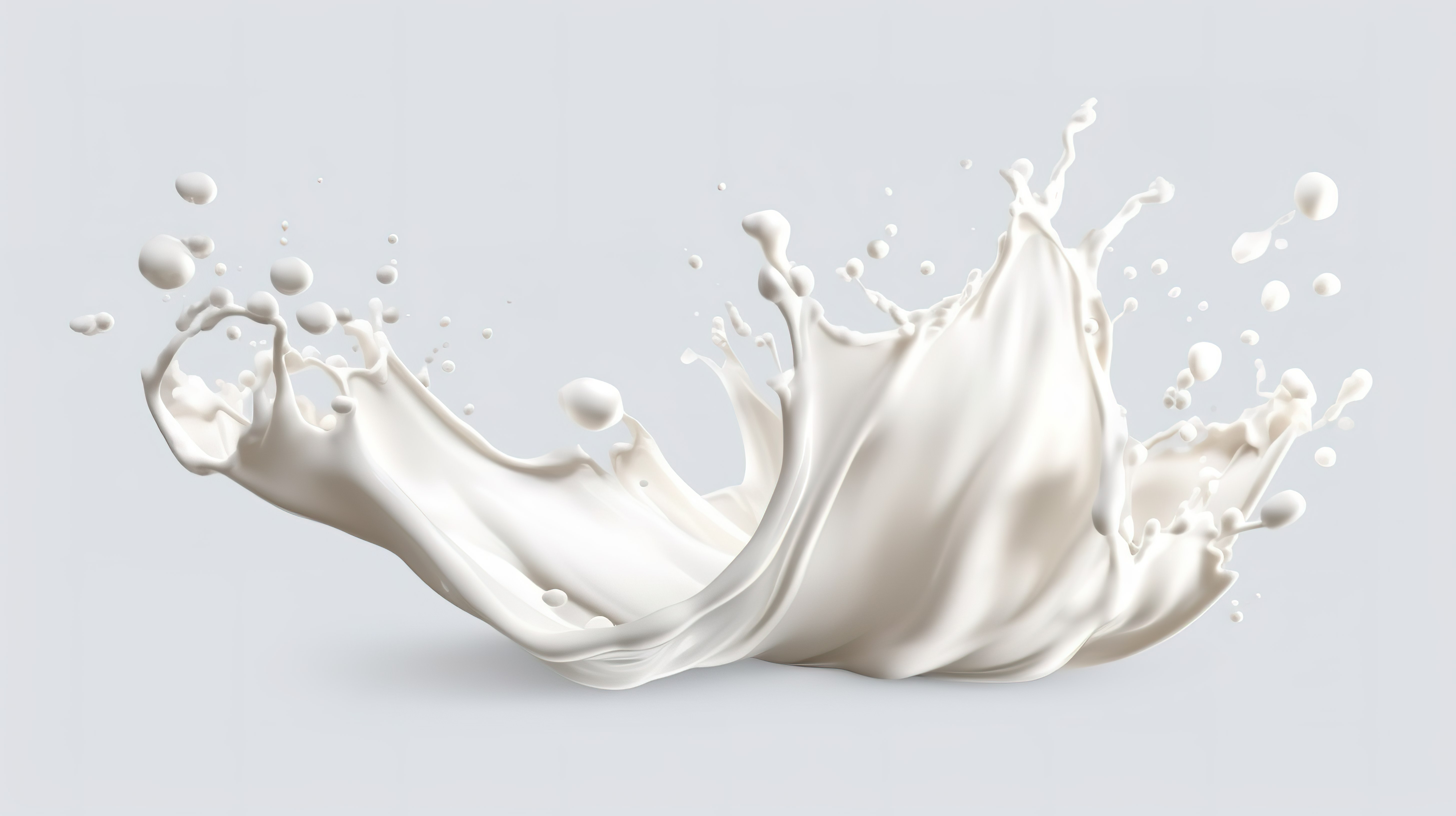 溅牛奶在孤立的背景上捕获，并带有剪切路径逼真的 3D 插图图片