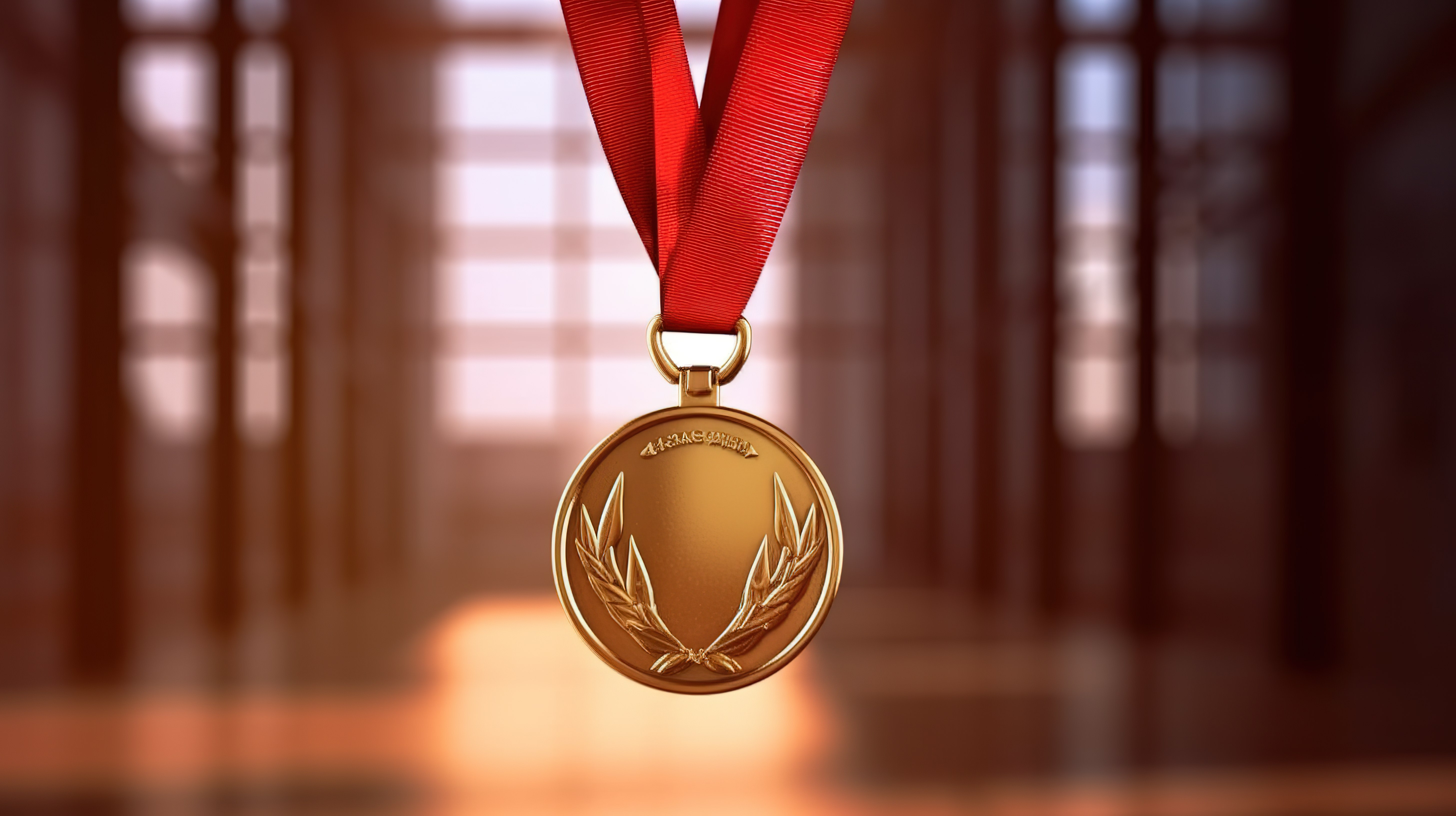 冠军的胜利 3D 渲染金牌和奖杯装饰运动员胸前象征着体育第一名的成就图片