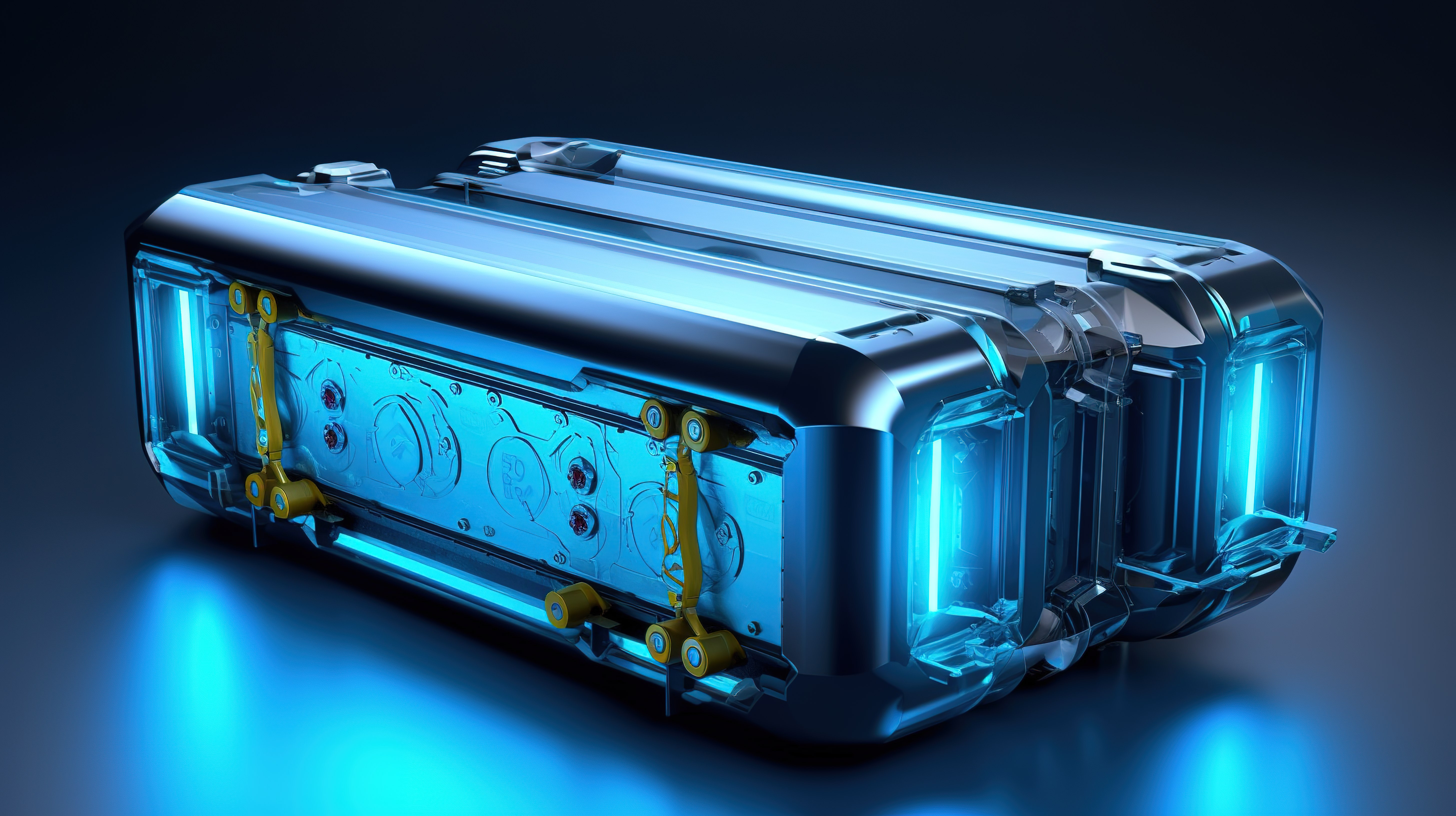 电动汽车锂空气电池的 3D 渲染图片