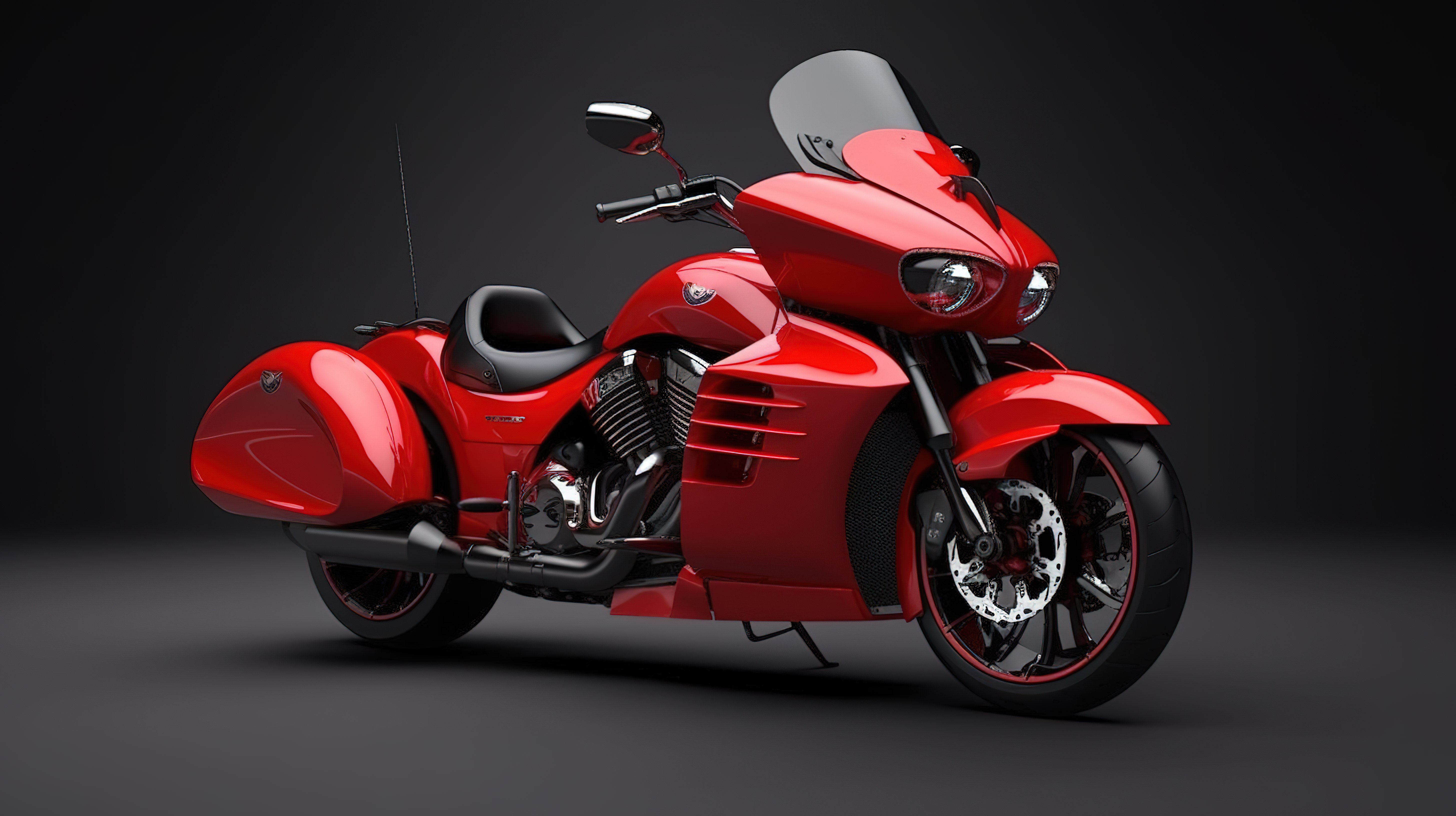 灰色背景的 3D 插图，配有红色时尚两座城市运动摩托车图片