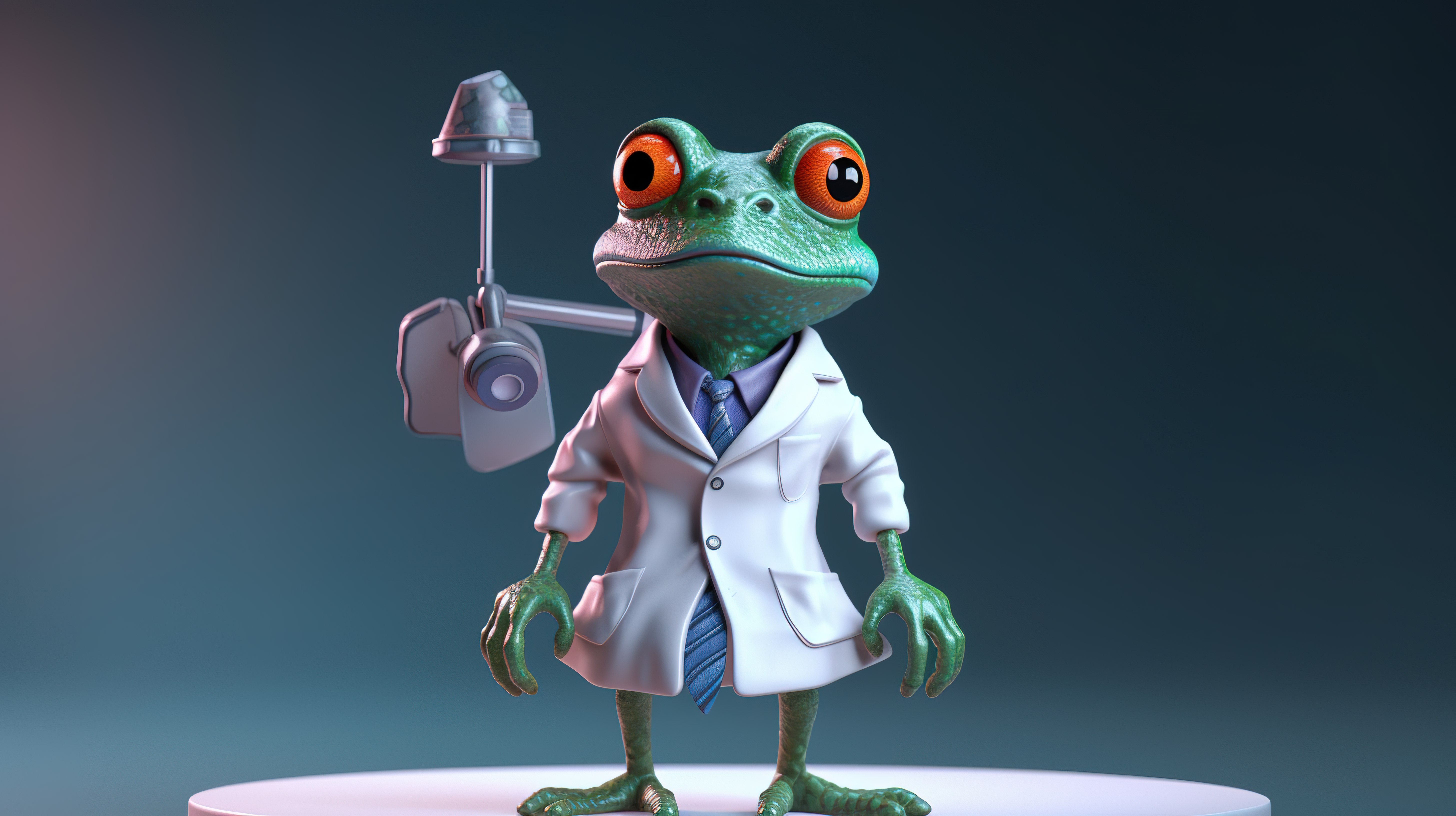 穿着医用服装的青蛙的 3d 插图图片