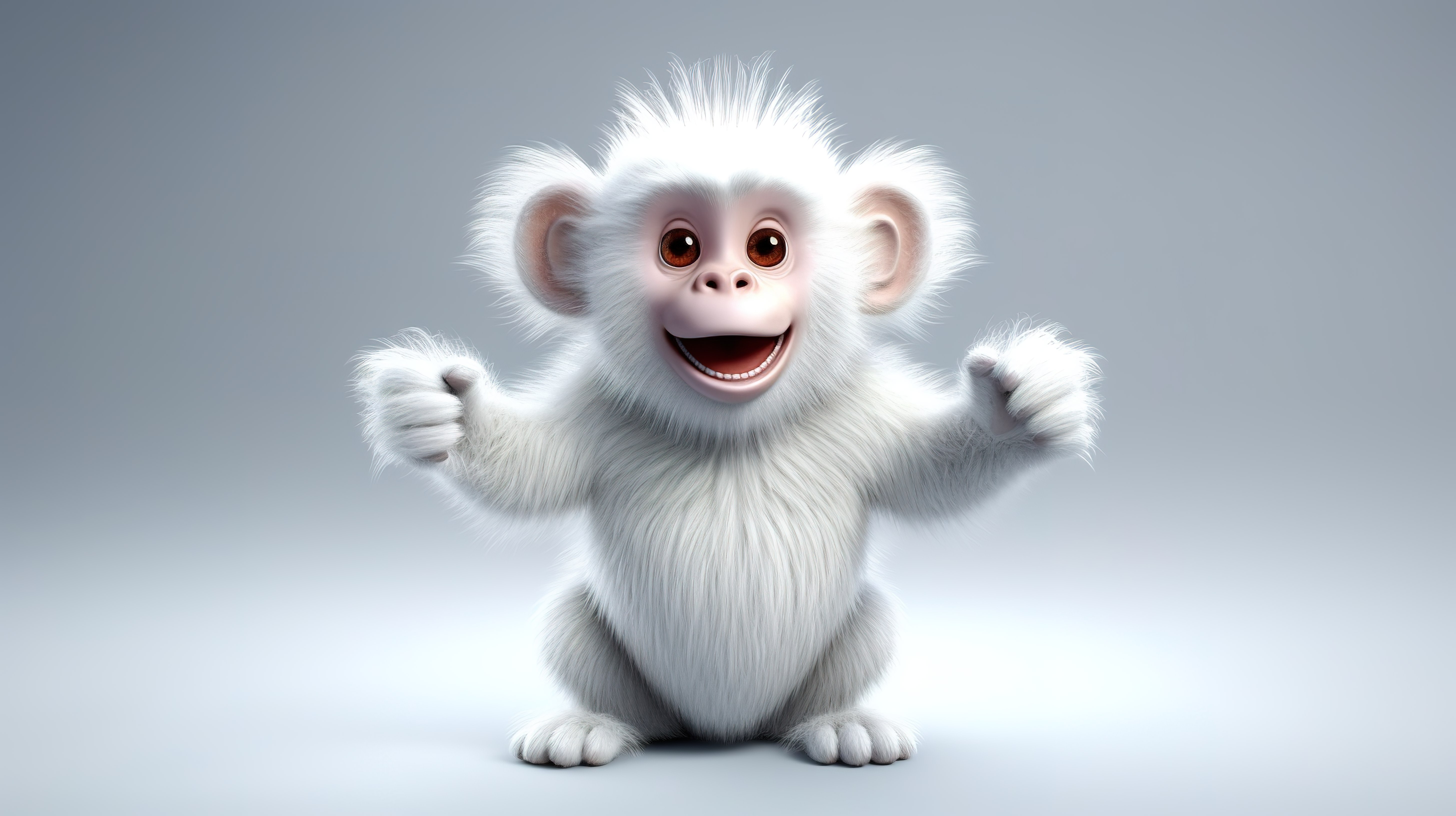 一只白猴子的搞笑 3D 插图图片