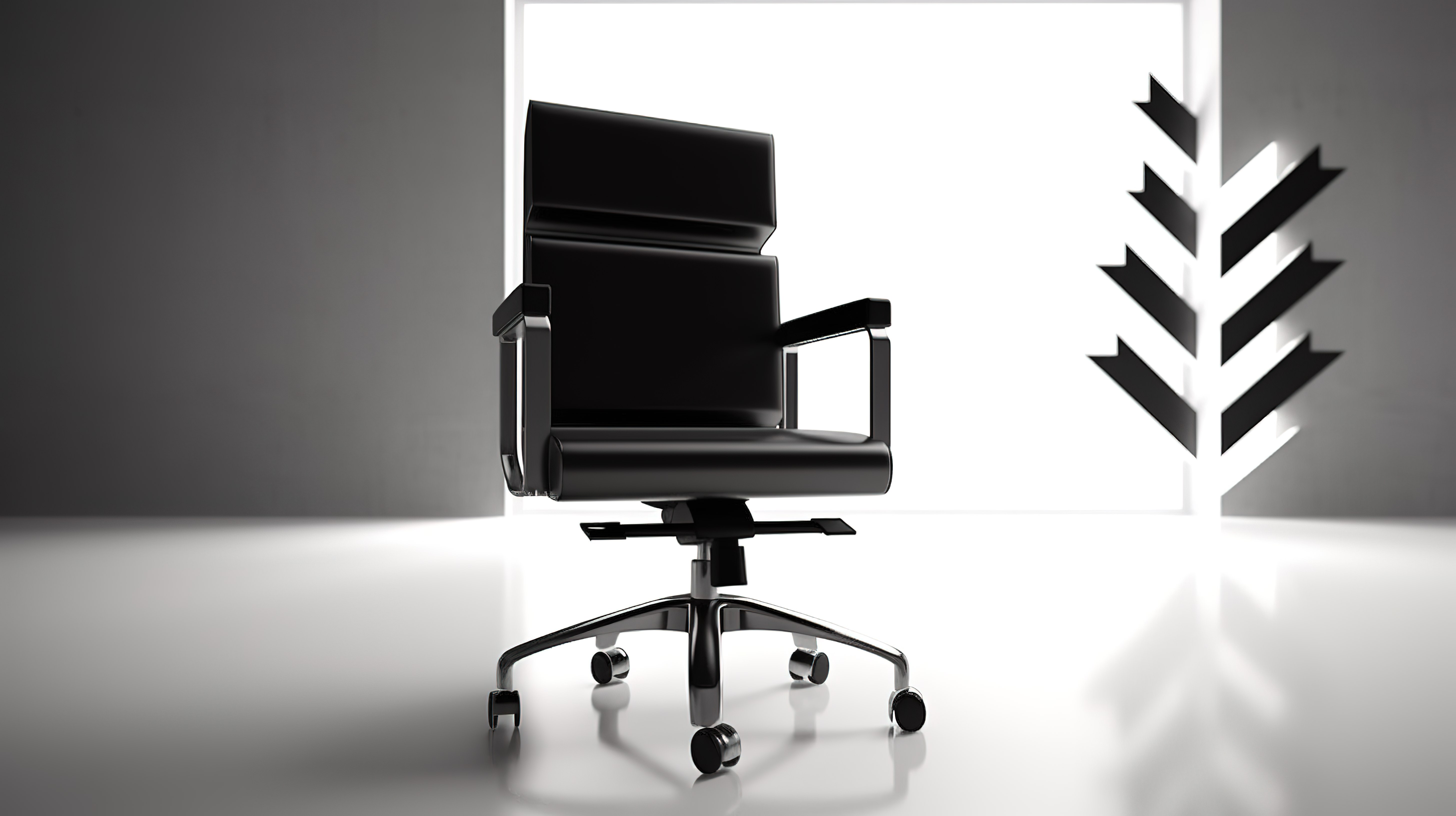 办公椅上的方向箭头强调 3D 渲染中职业变革和发展的概念图片
