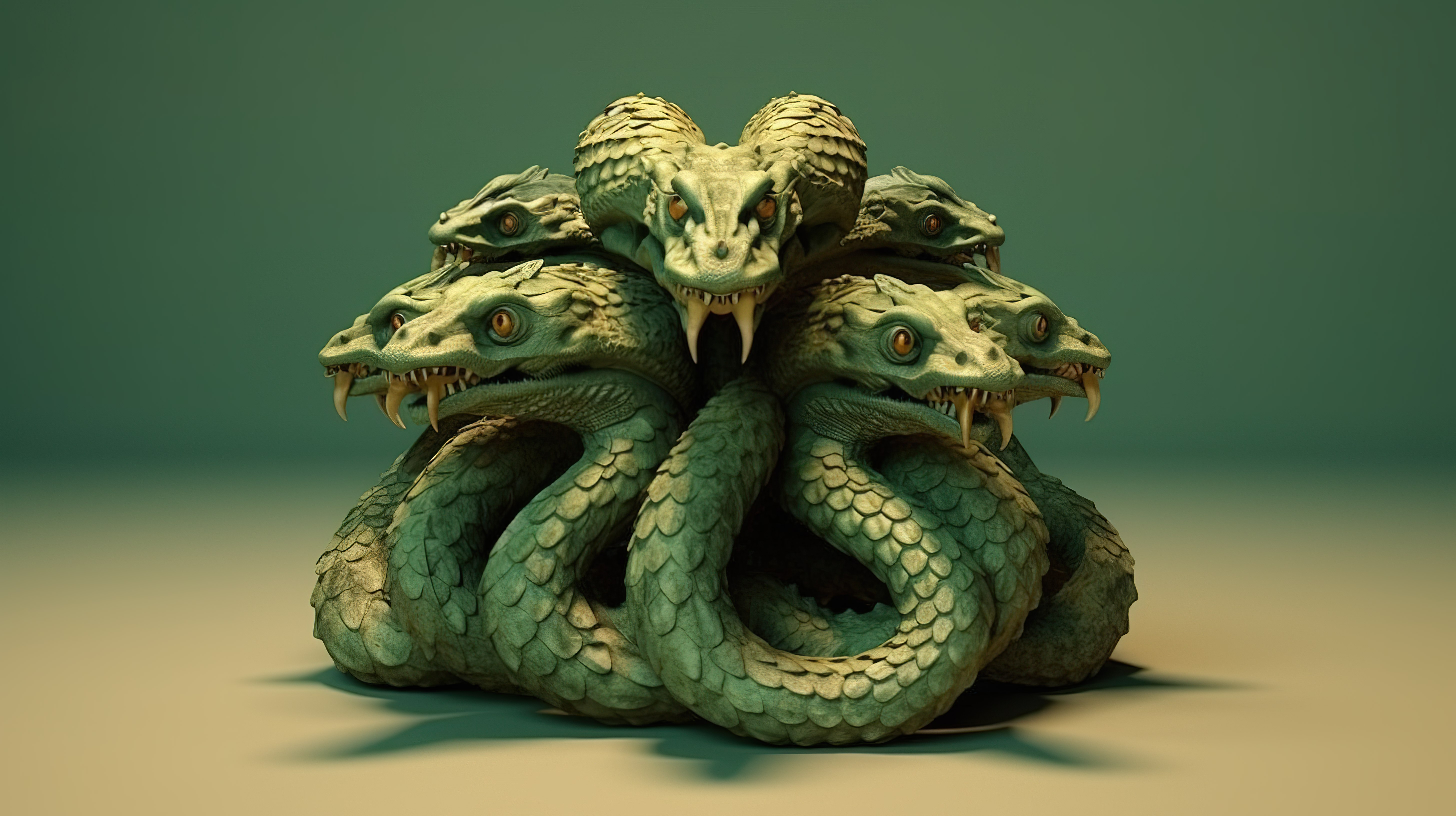 神话七头九头蛇的 3d 插图图片