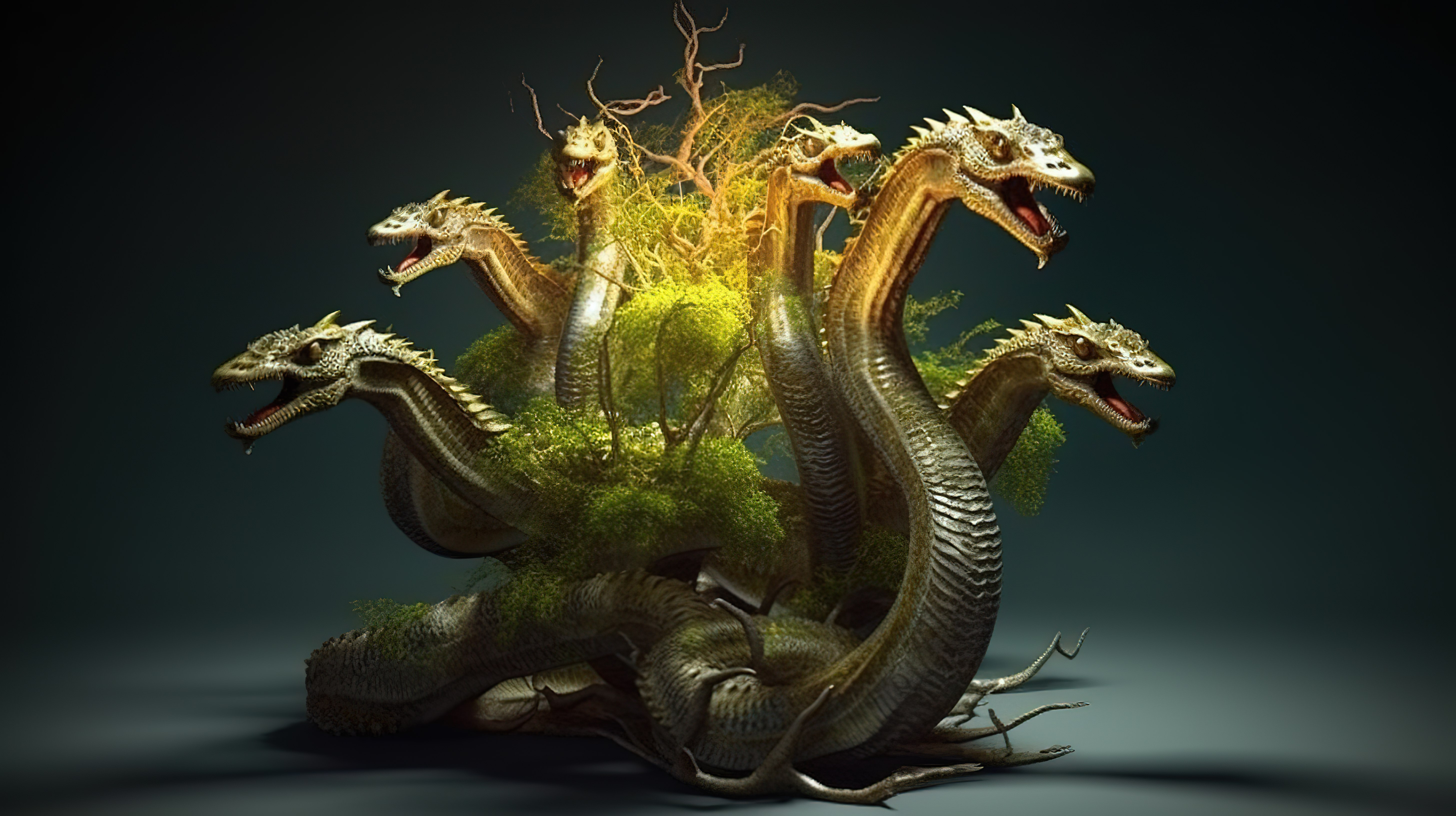 神话七头九头蛇的 3d 插图图片