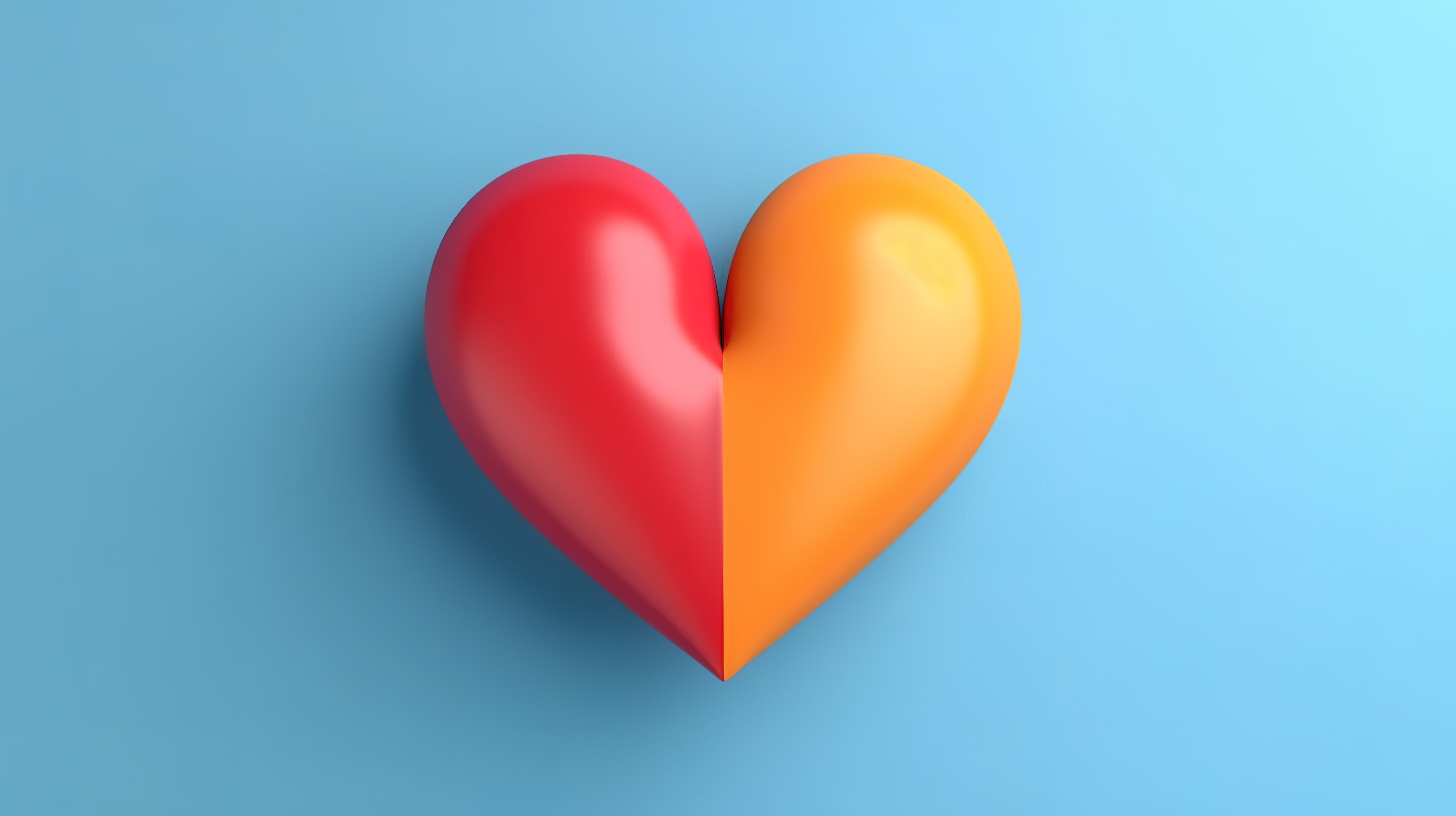 双色调彩虹和红心，以 3D 形式呈现的简约创意概念图片