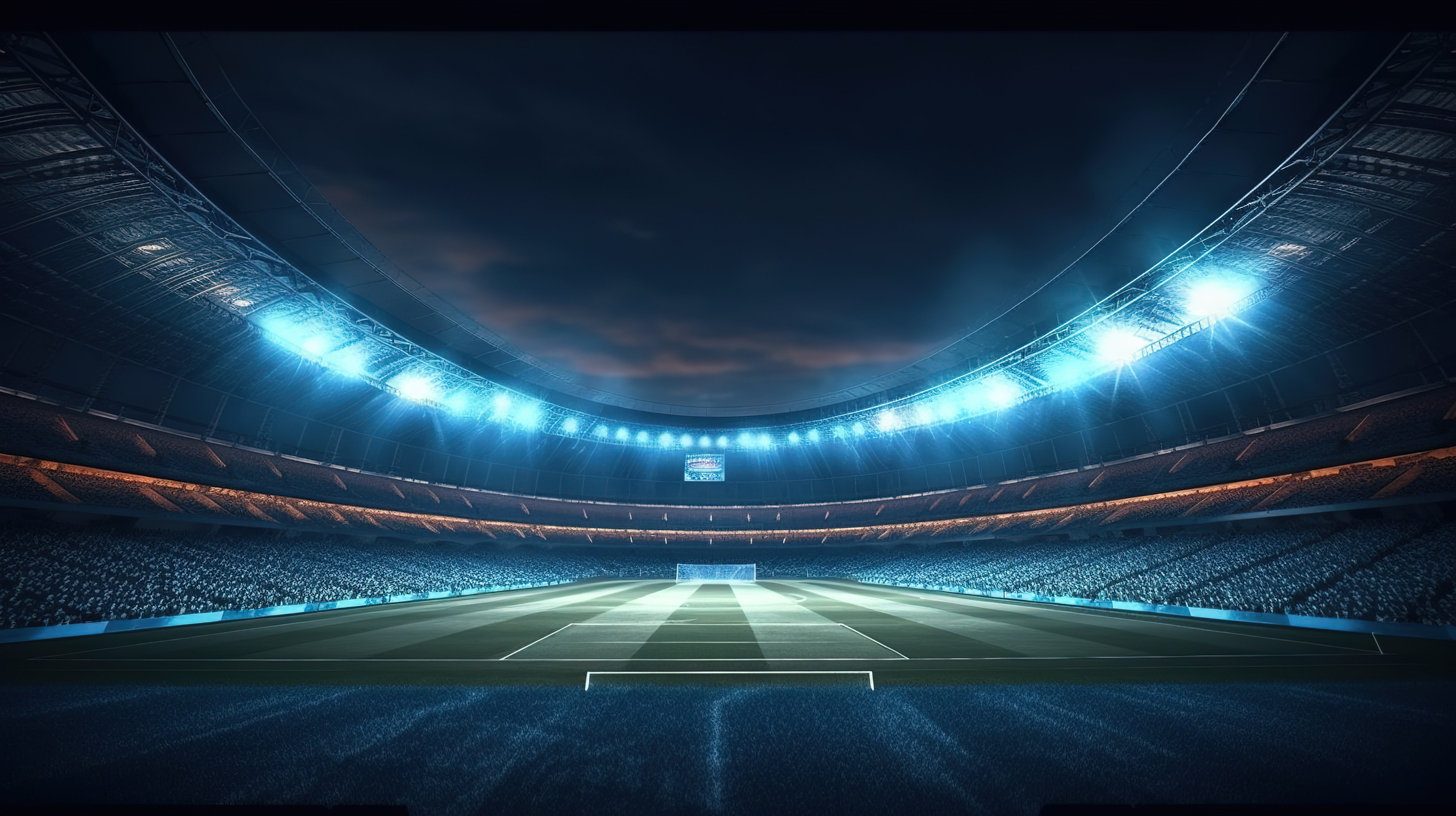 夜空下无观众的足球场 3D 设计图片