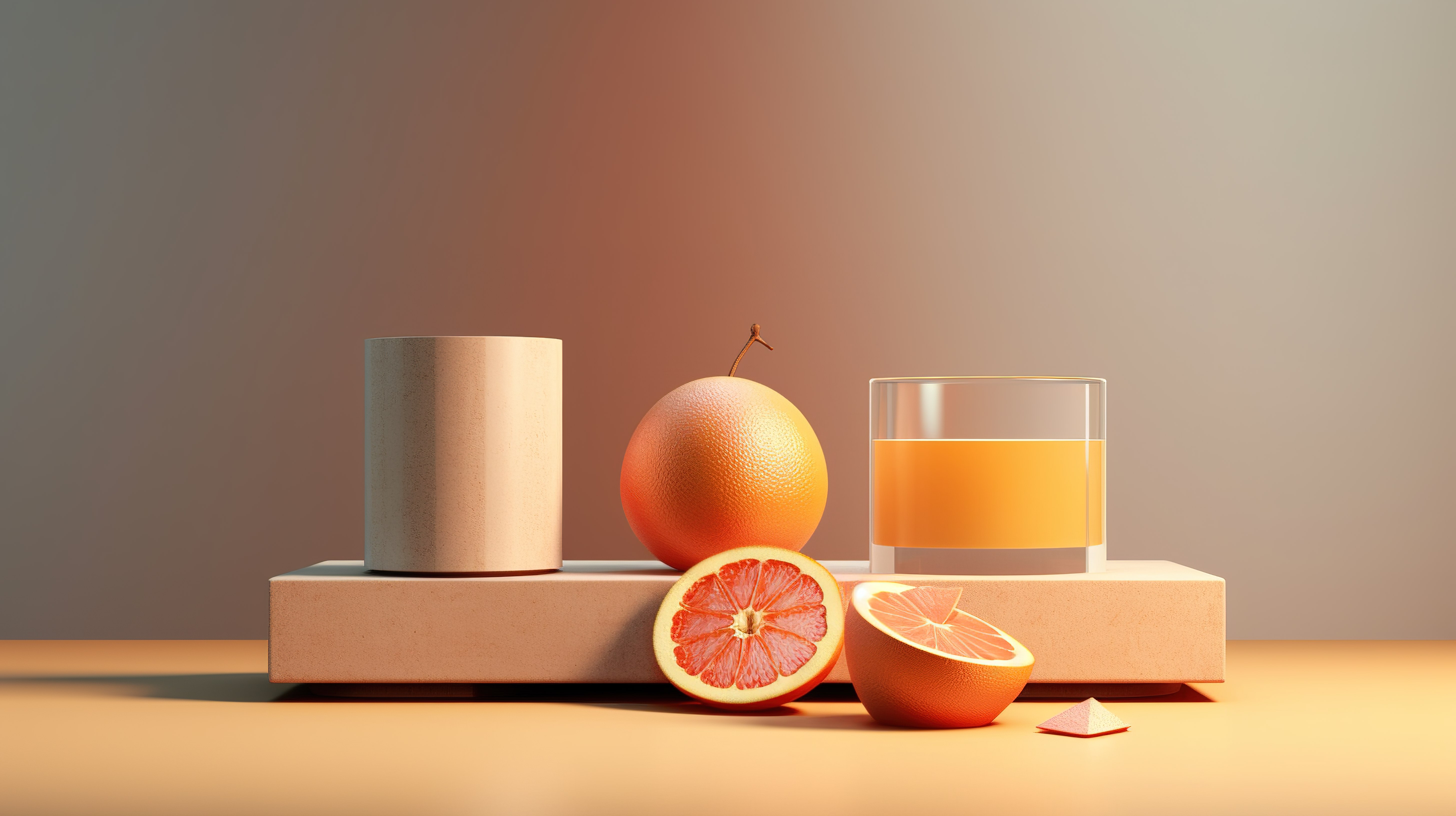 极简主义食物几何场景的详细 3D 渲染图片