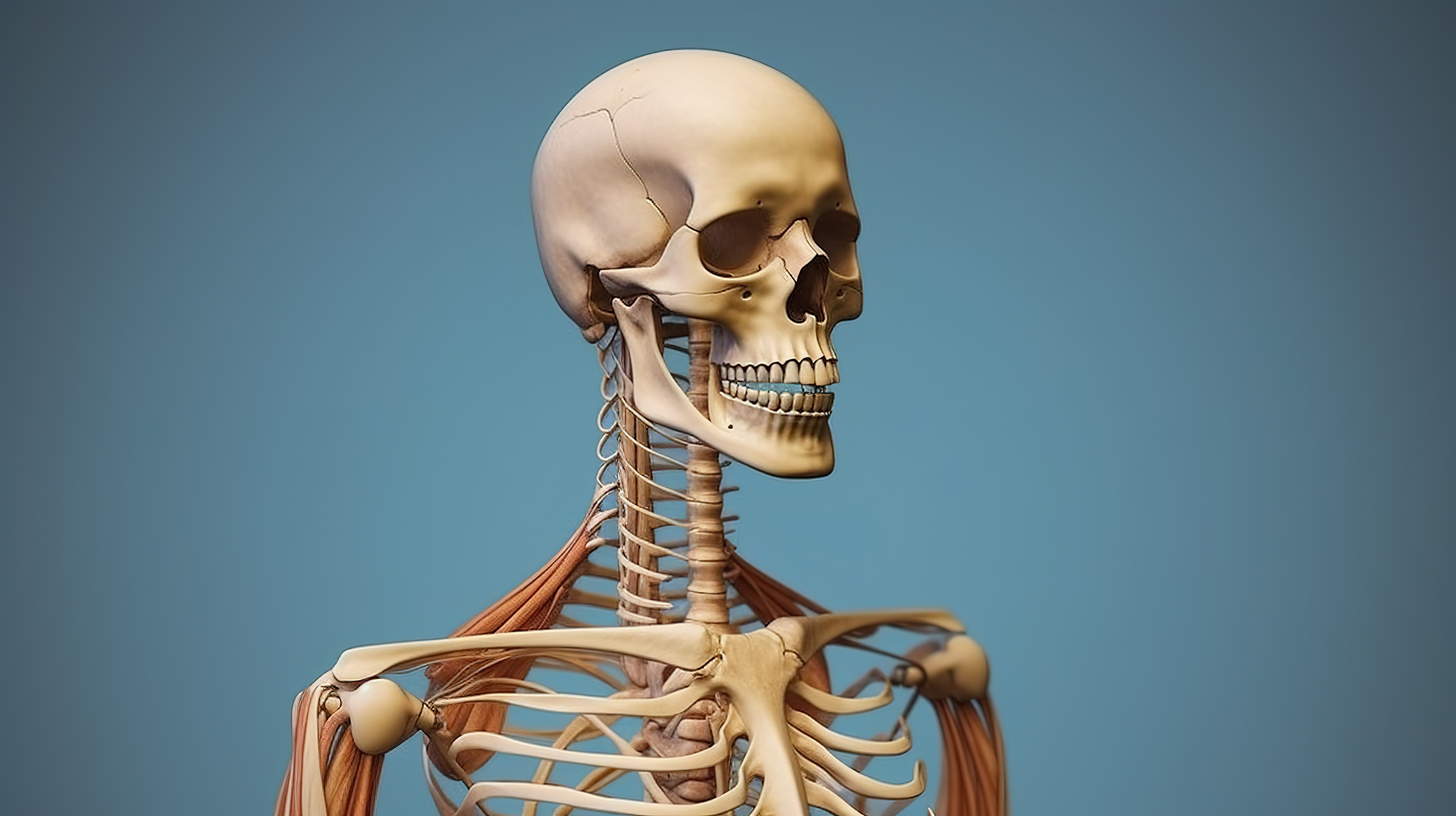 男性解剖学插图骨骼结构的 3D 描述图片