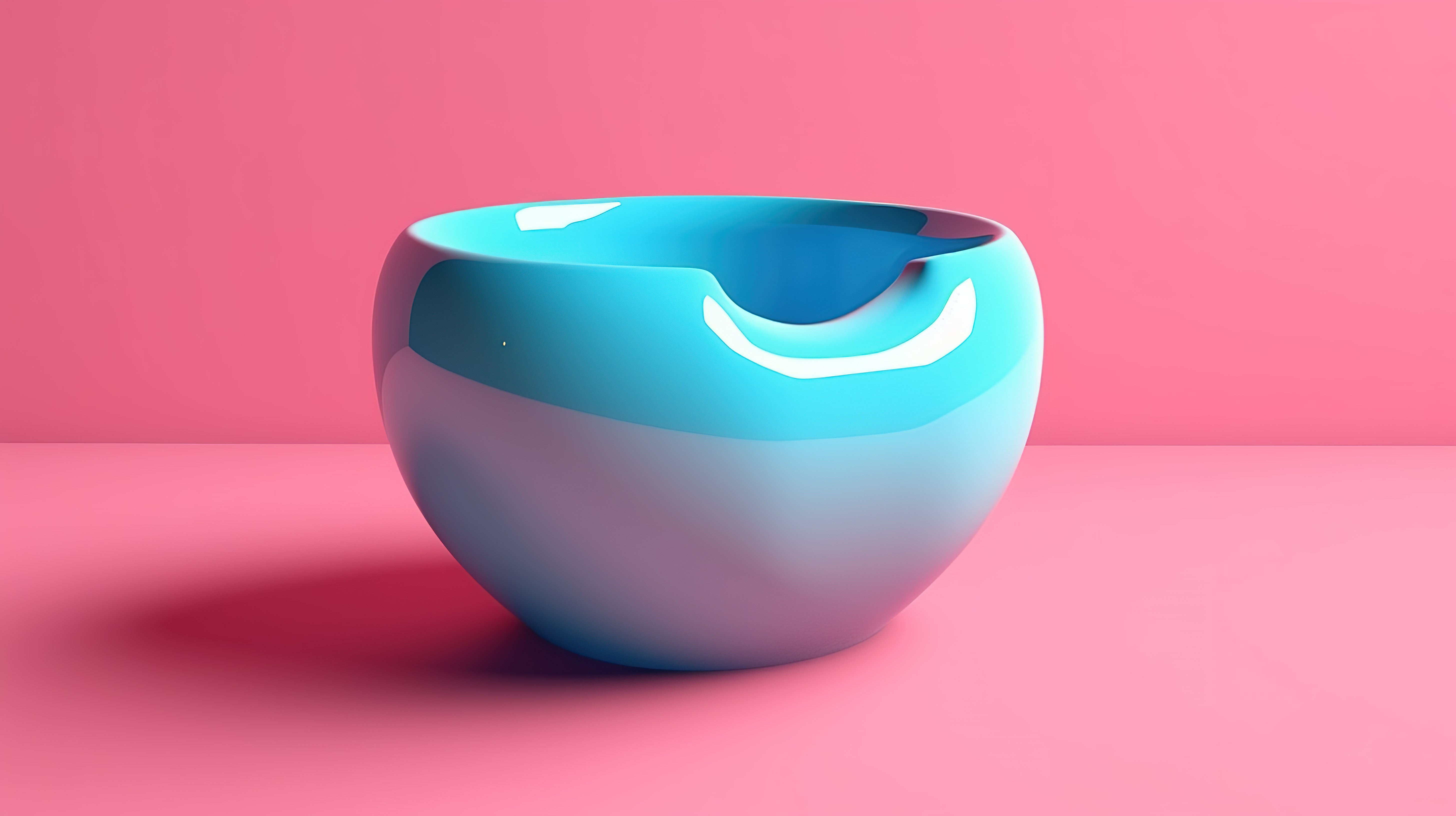 充满活力的粉红色背景 3D 渲染上的当代双色蓝色陶瓷马桶图片