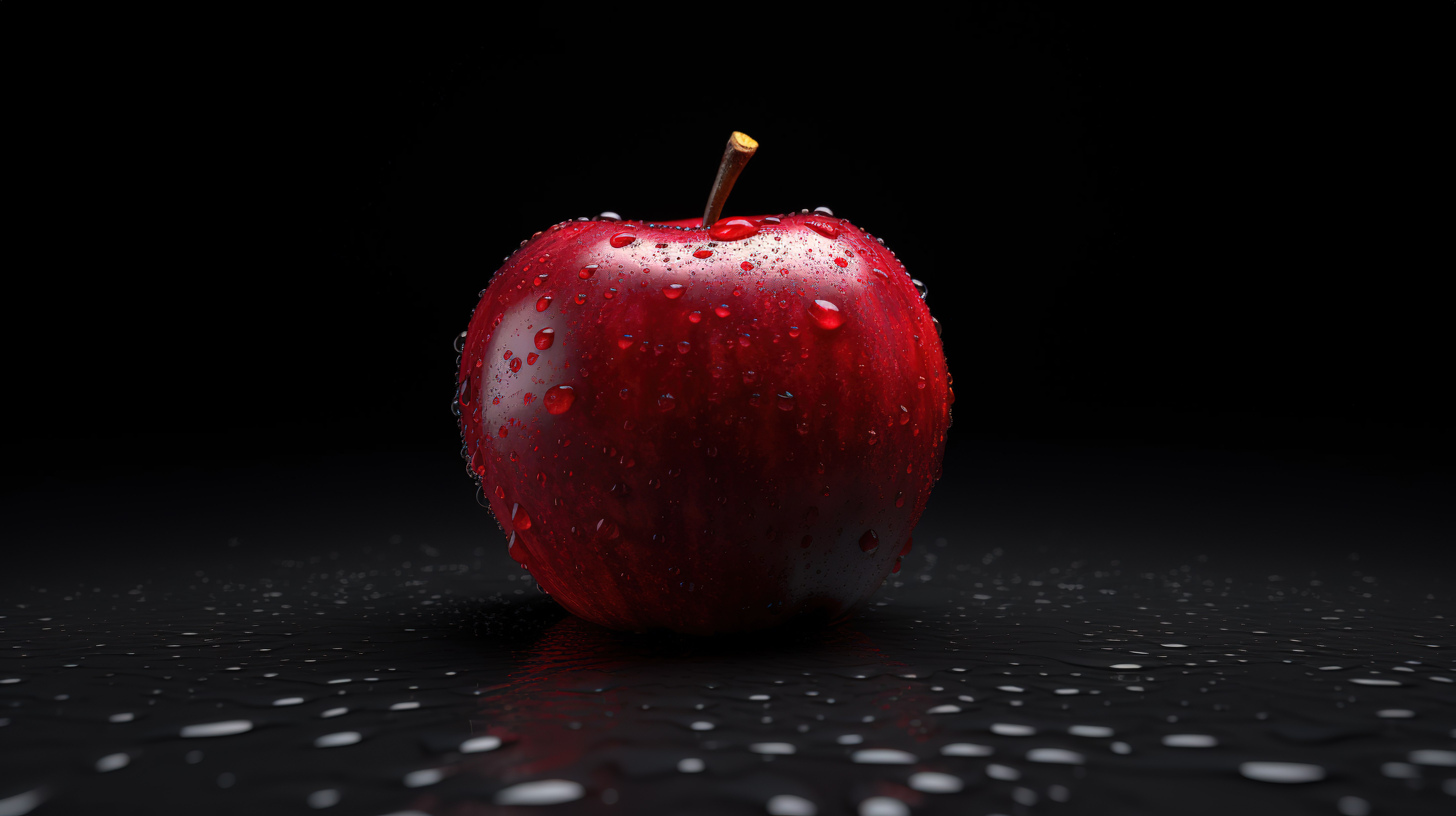 黑色背景下红苹果的 3d 渲染图片