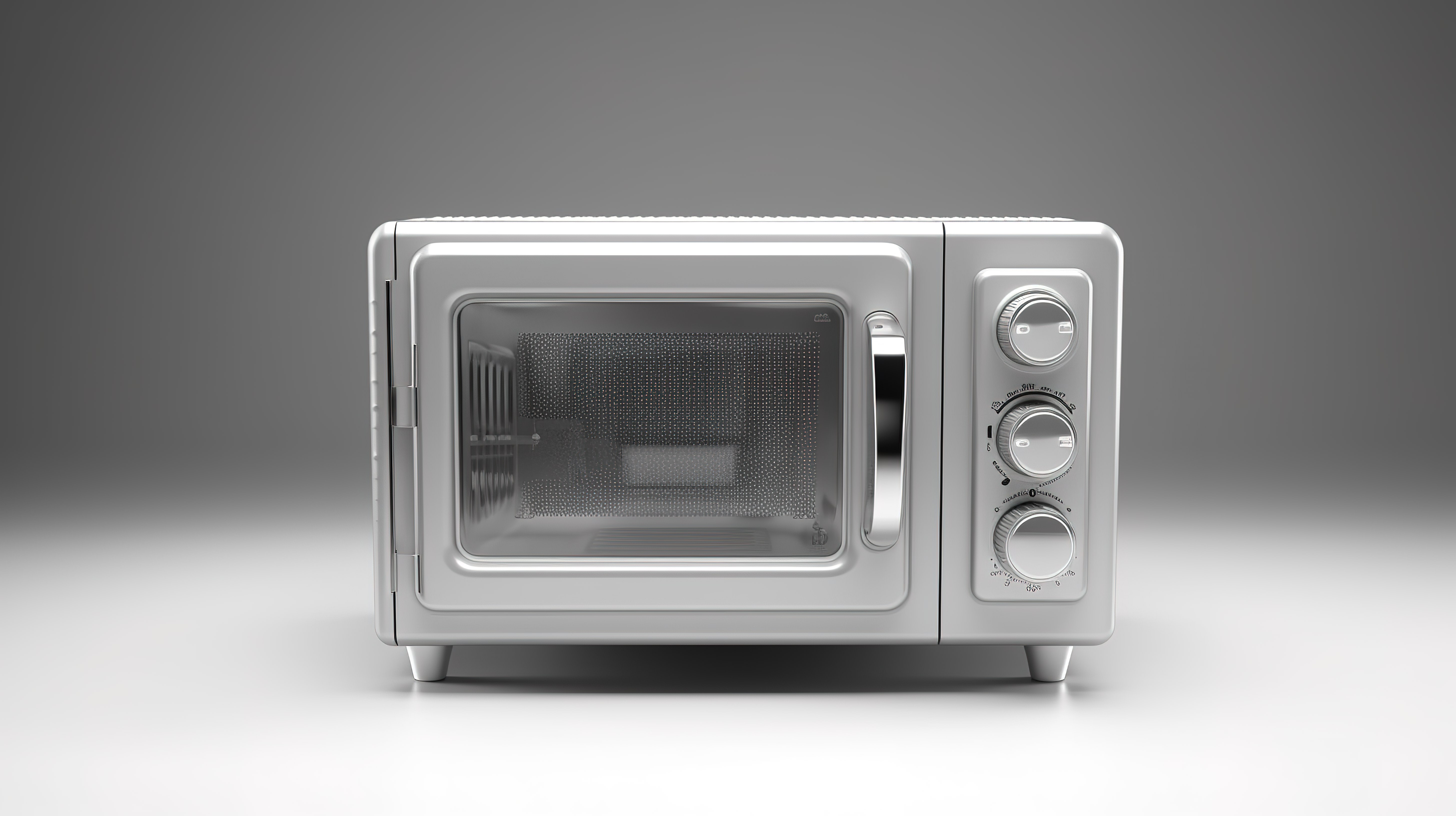 复古厨房中老式单色微波炉的前视图 3D 渲染图片