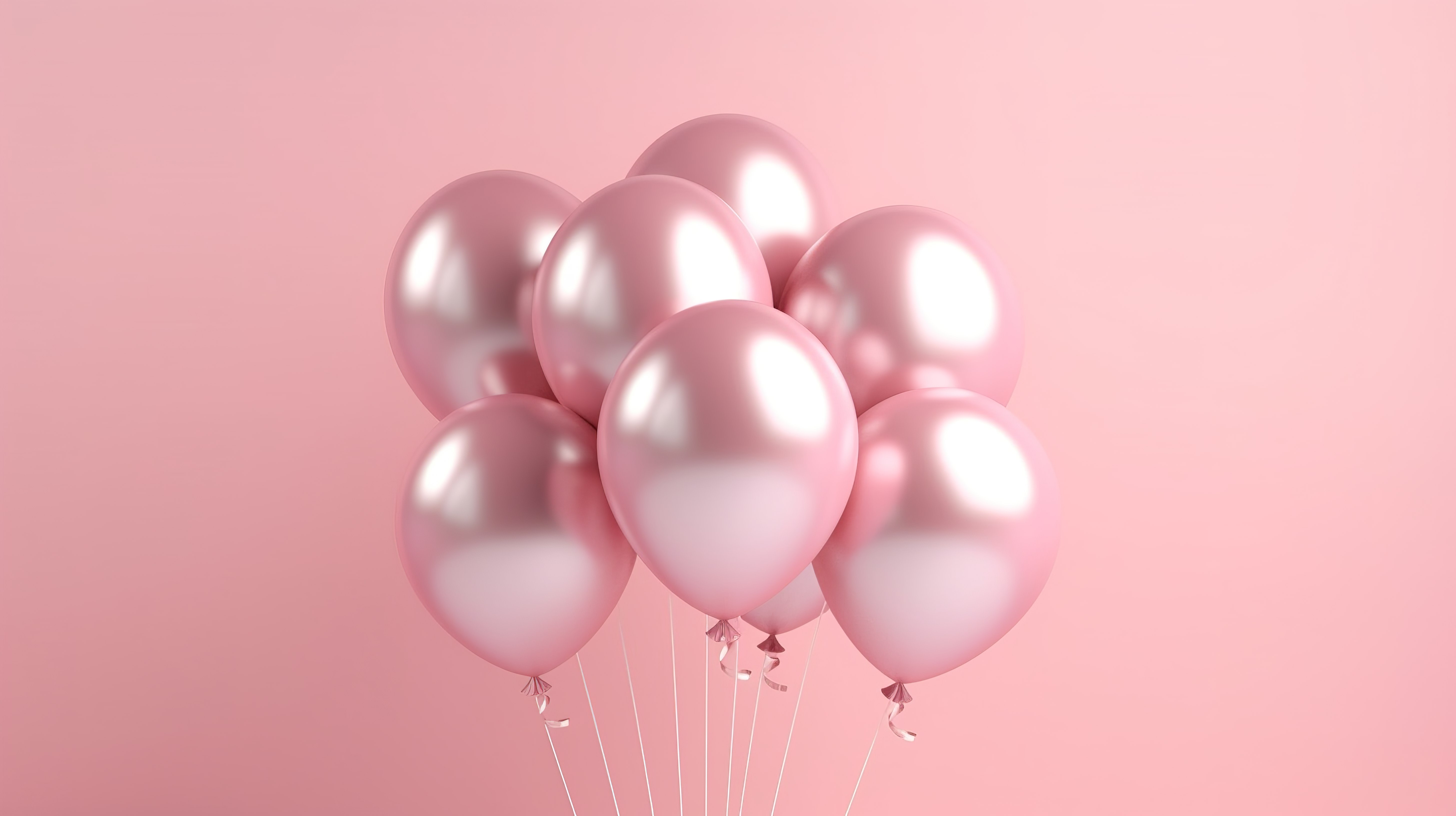 带有浮动气球的柔和粉红色背景的 3D 渲染插图图片