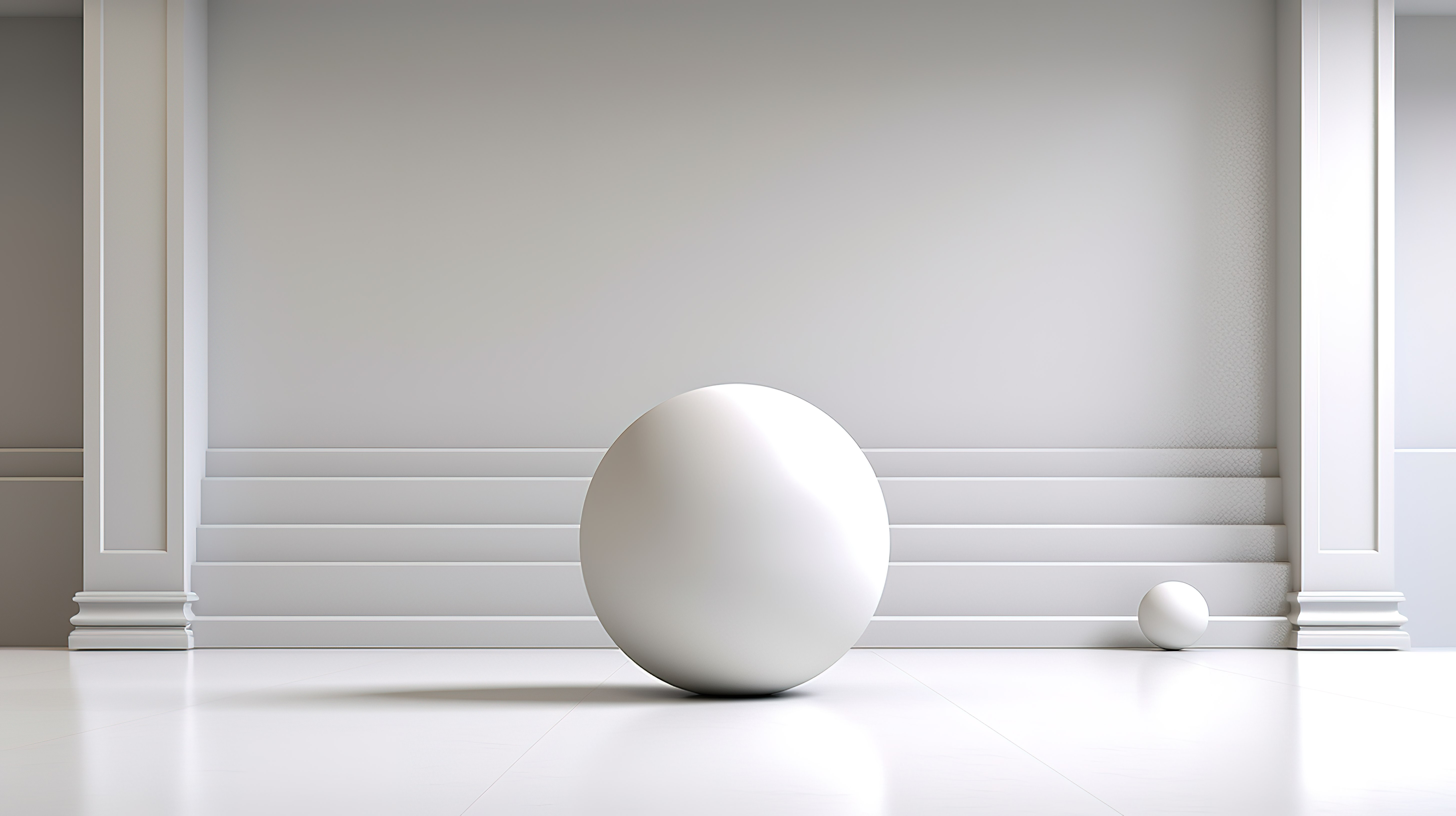 作为产品植入背景的白色球体的 3D 场景图片