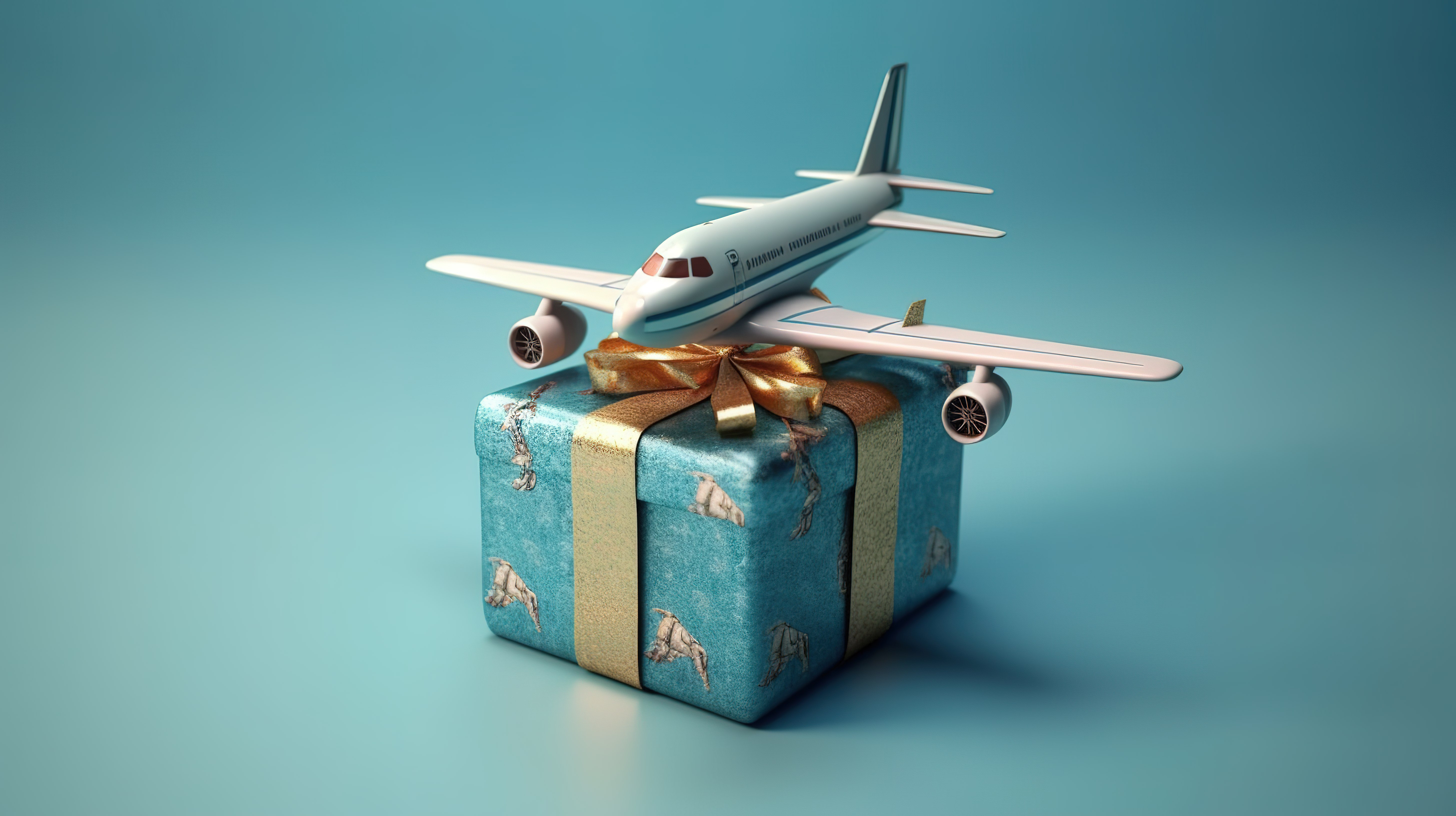 飞机主题礼品盒的概念 3D 渲染图片