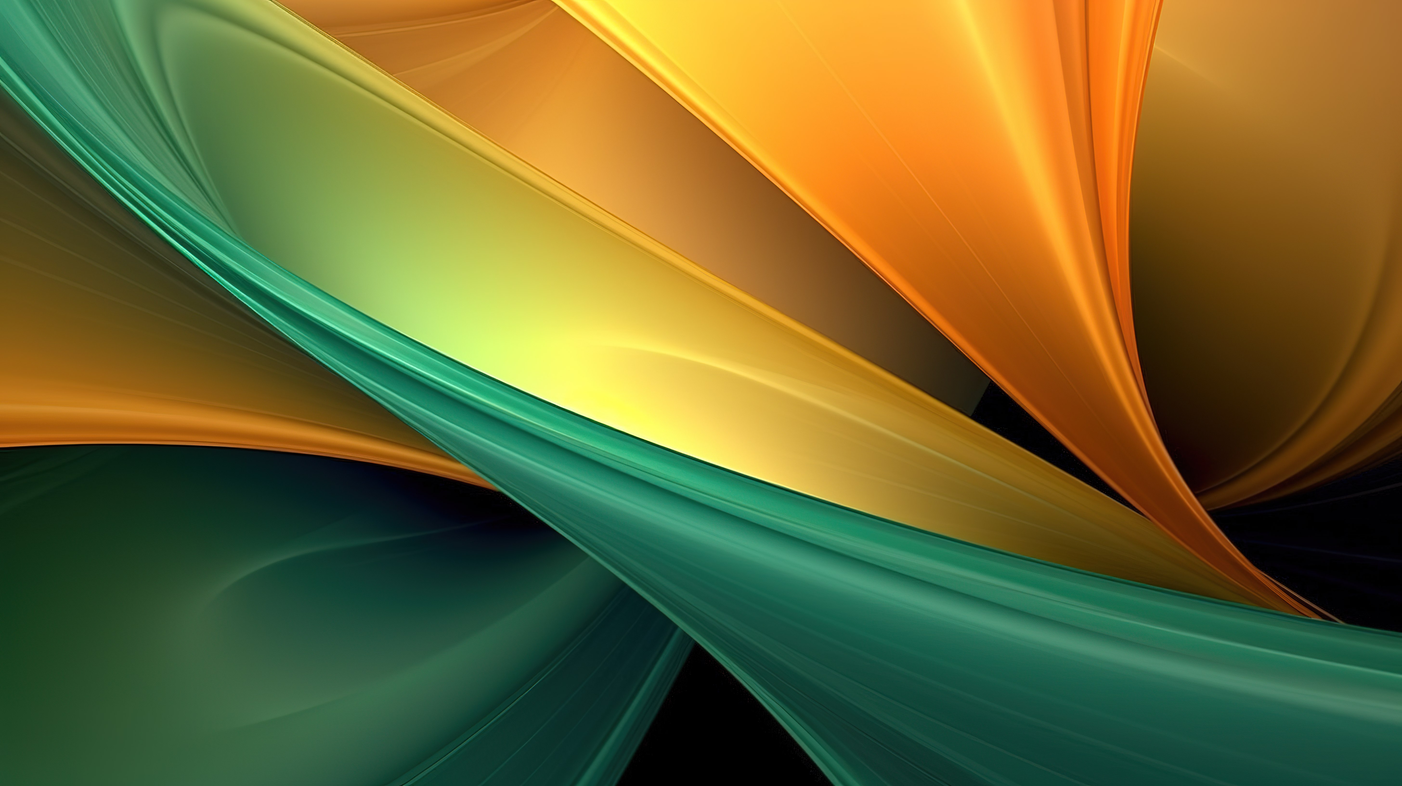 抽象纹理绿色黄色和橙色的分形曲线的 3d 渲染图片