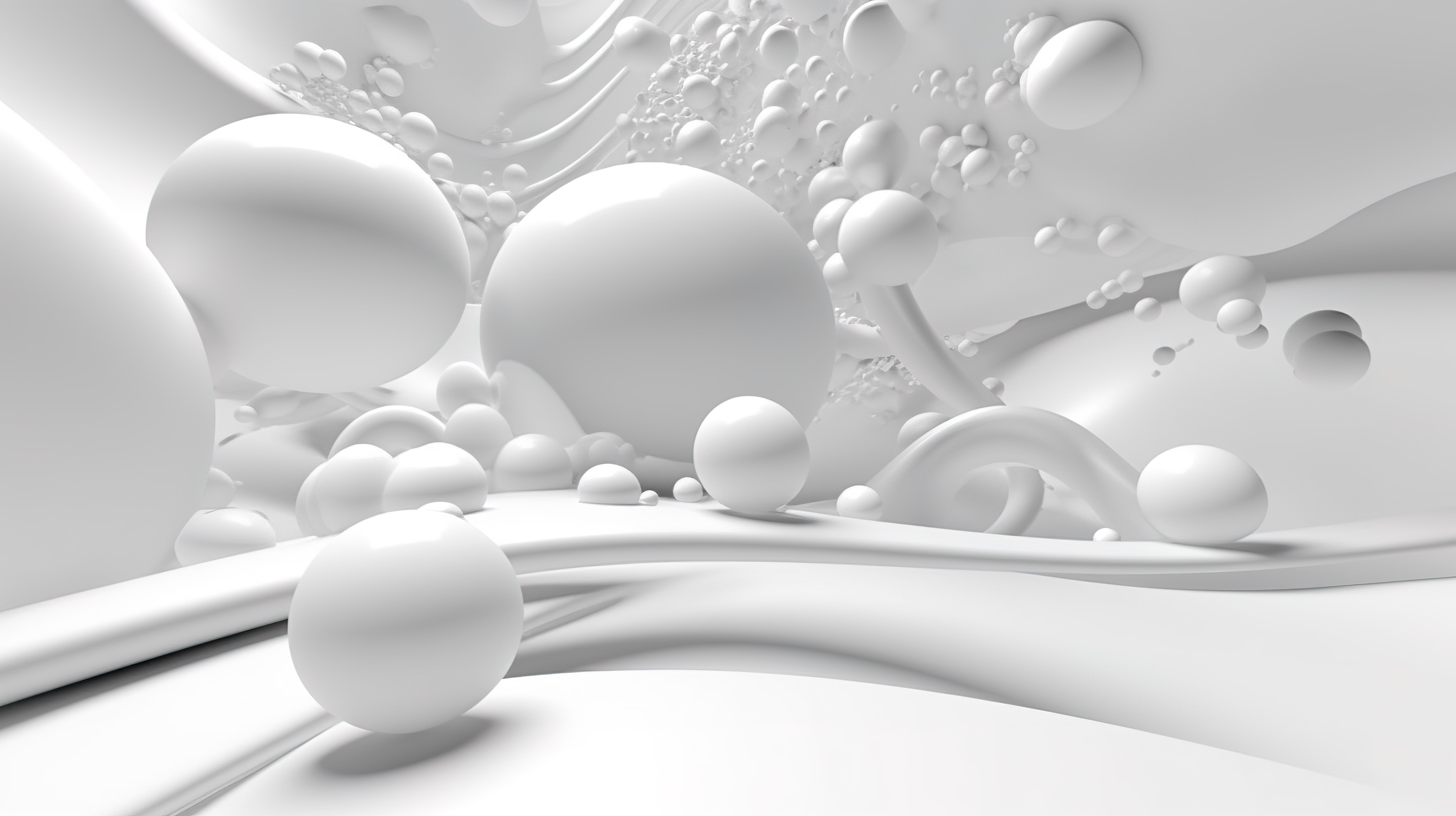抽象背景中白色气泡的 3d 场景图片