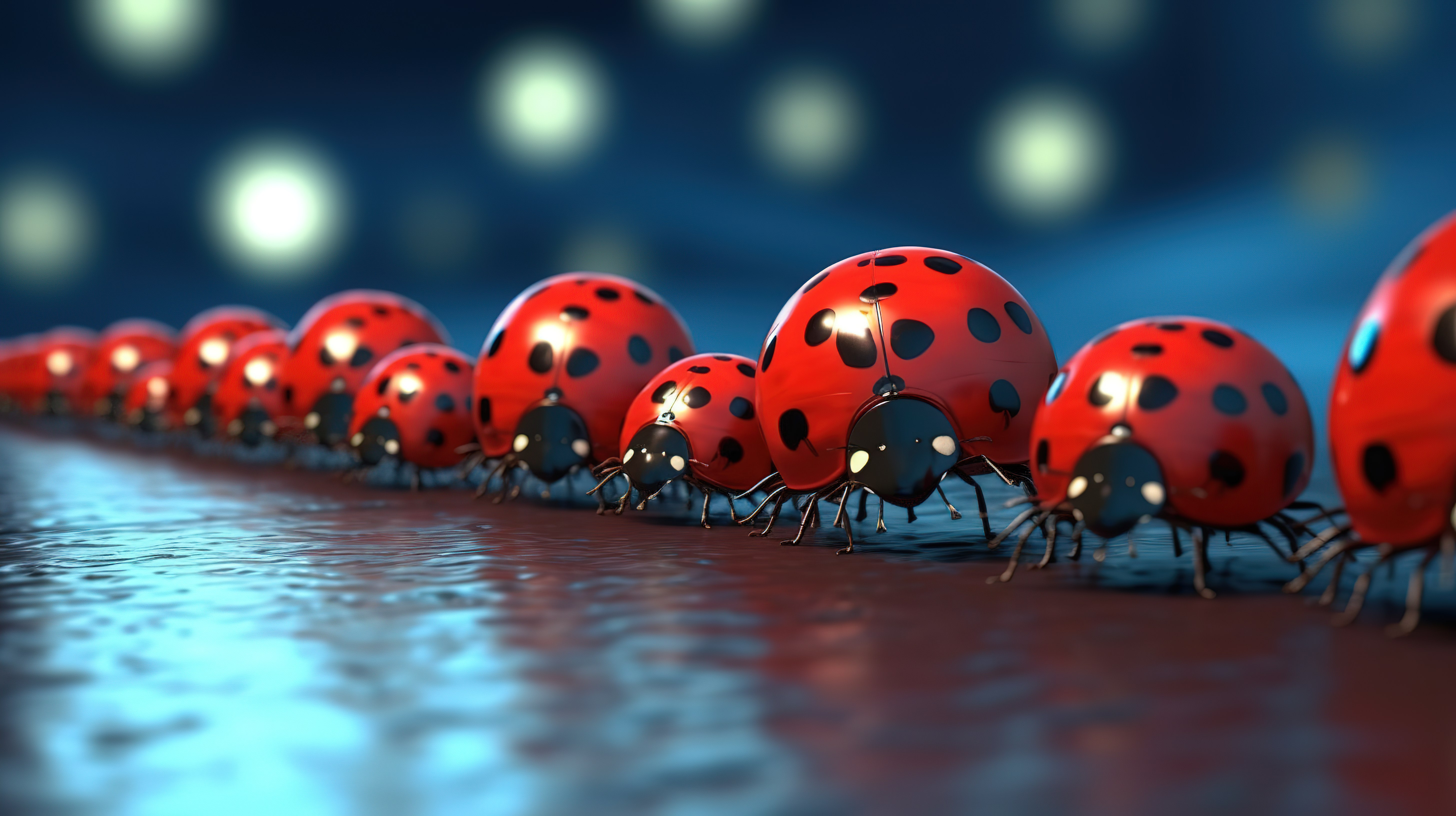 一系列逼真的红色瓢虫的令人惊叹的 3D 渲染图片