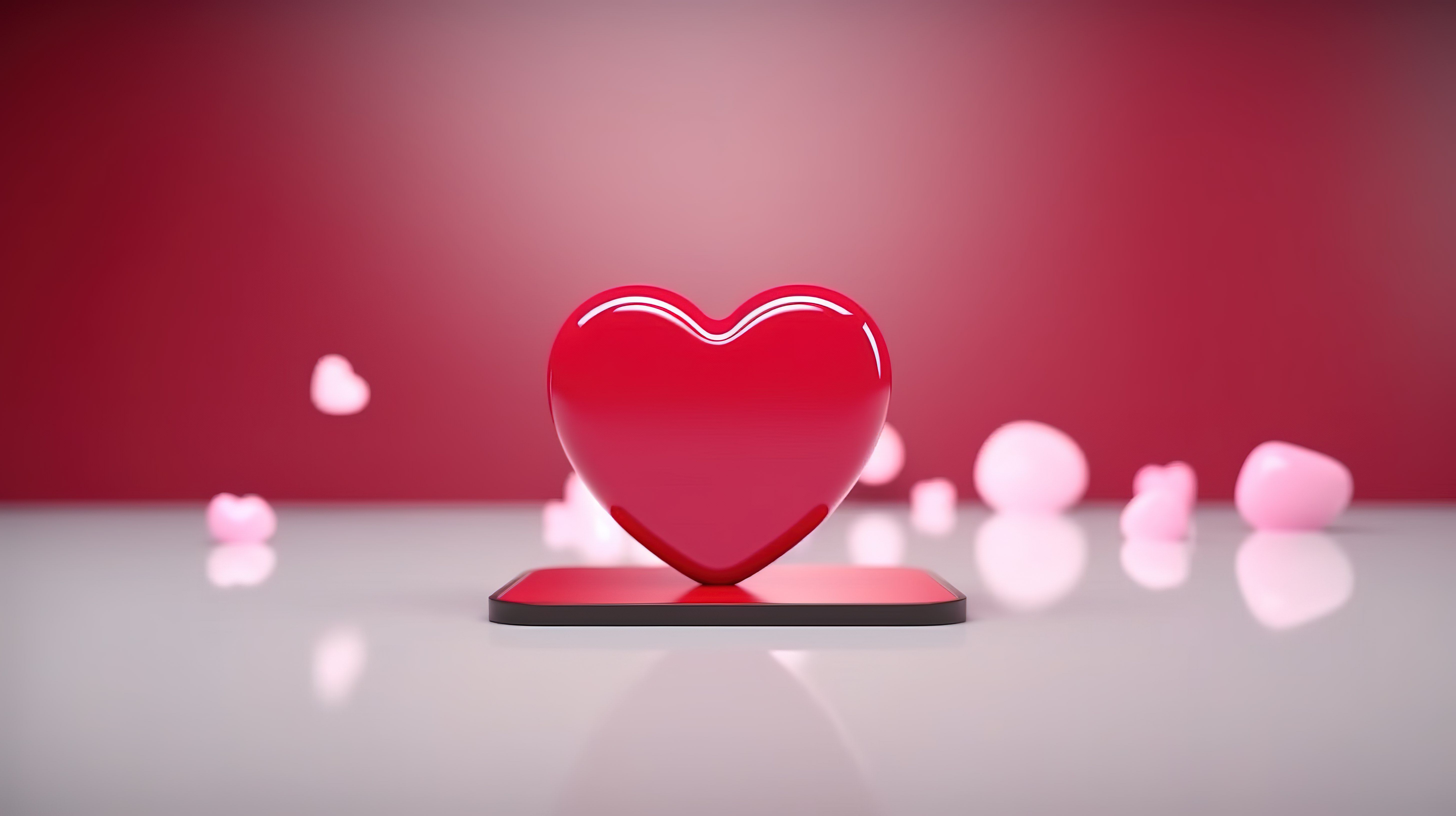 心脏图标社交媒体通知社交媒体 3D 渲染上爱情的最小概念图片