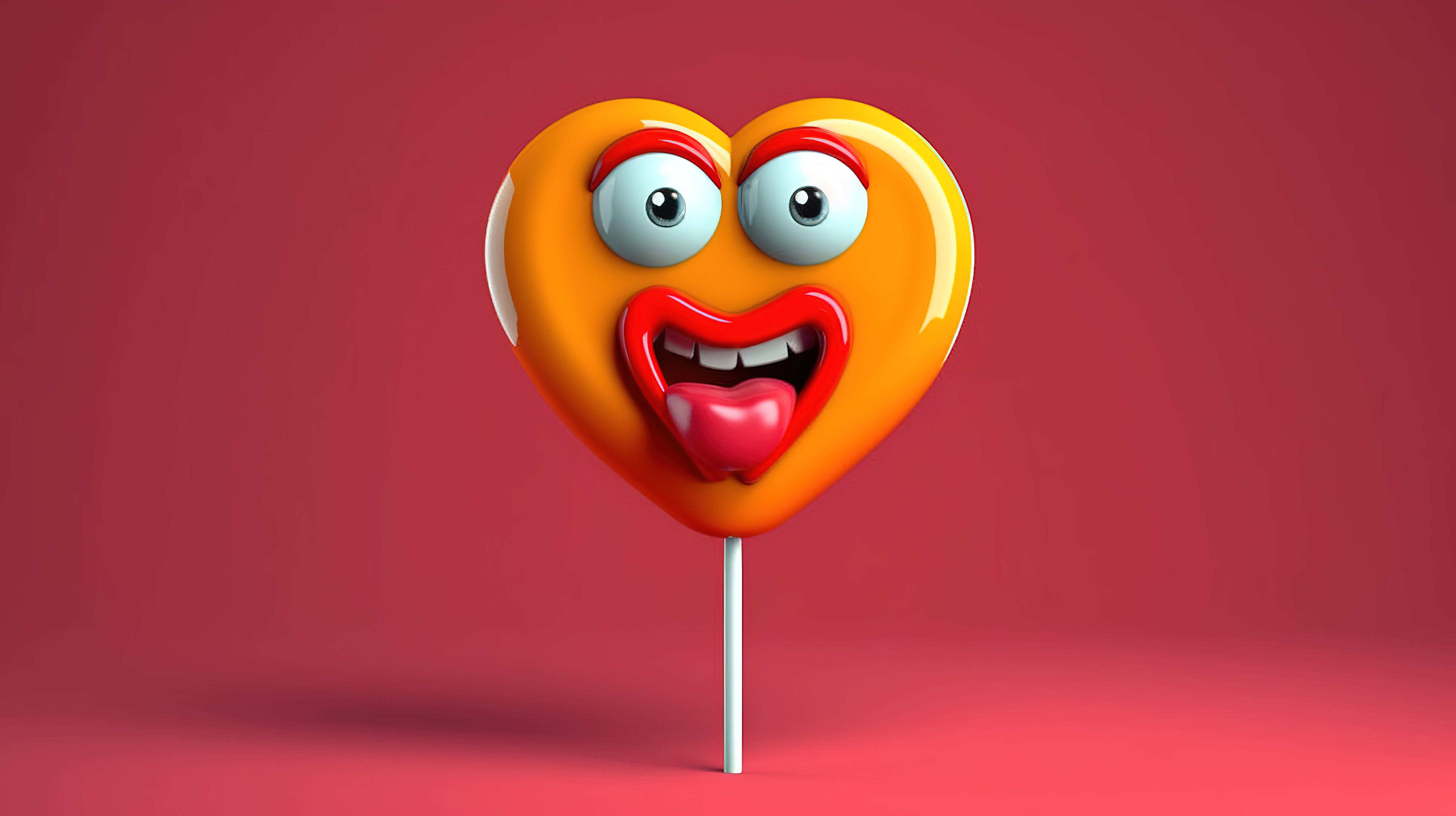情人节 3d 糖果棒棒糖，心形促销中滑稽的脸图片