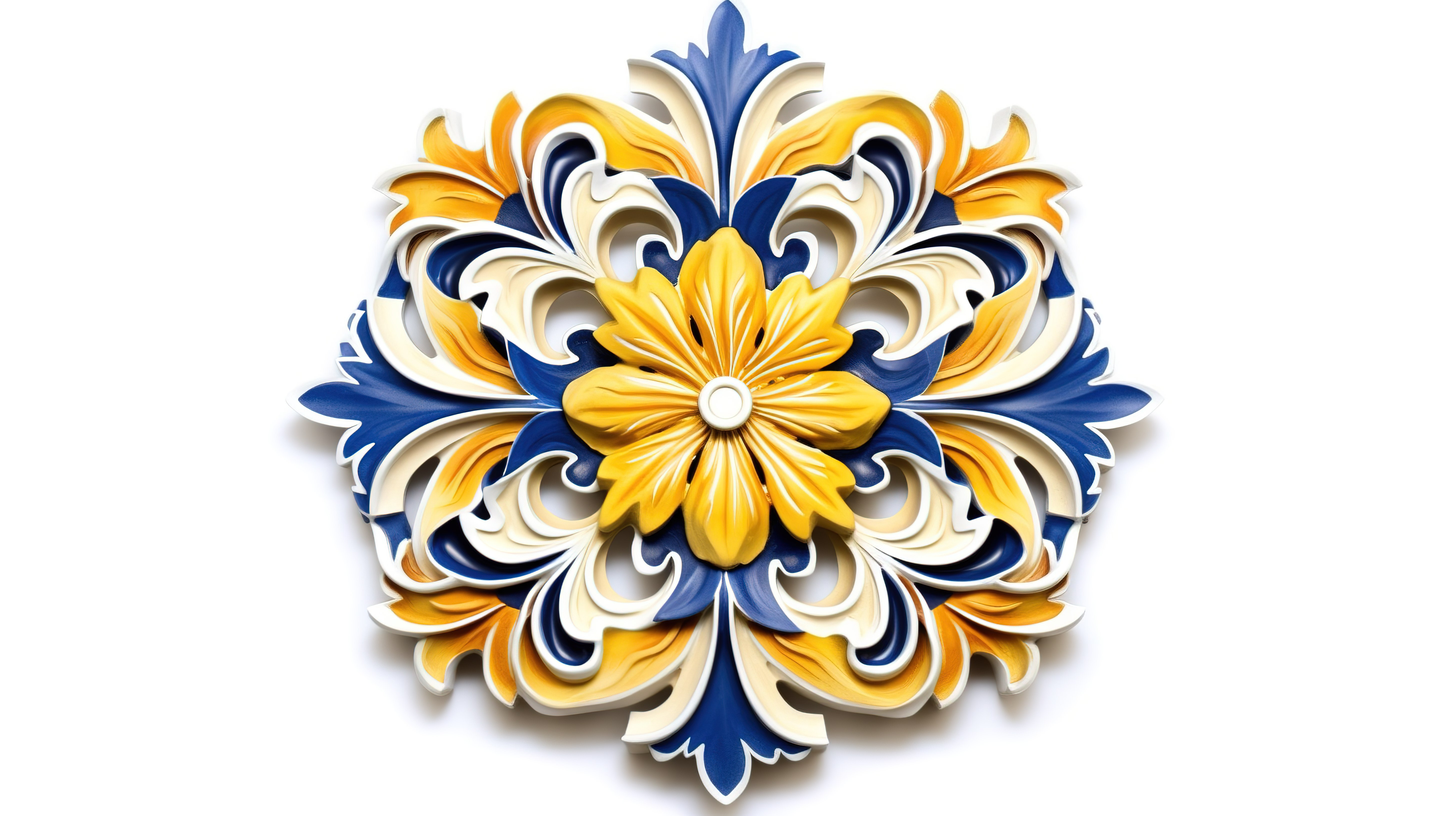 孤立的白色背景，具有黄色和蓝色色调的 3D 乌克兰装饰品图片