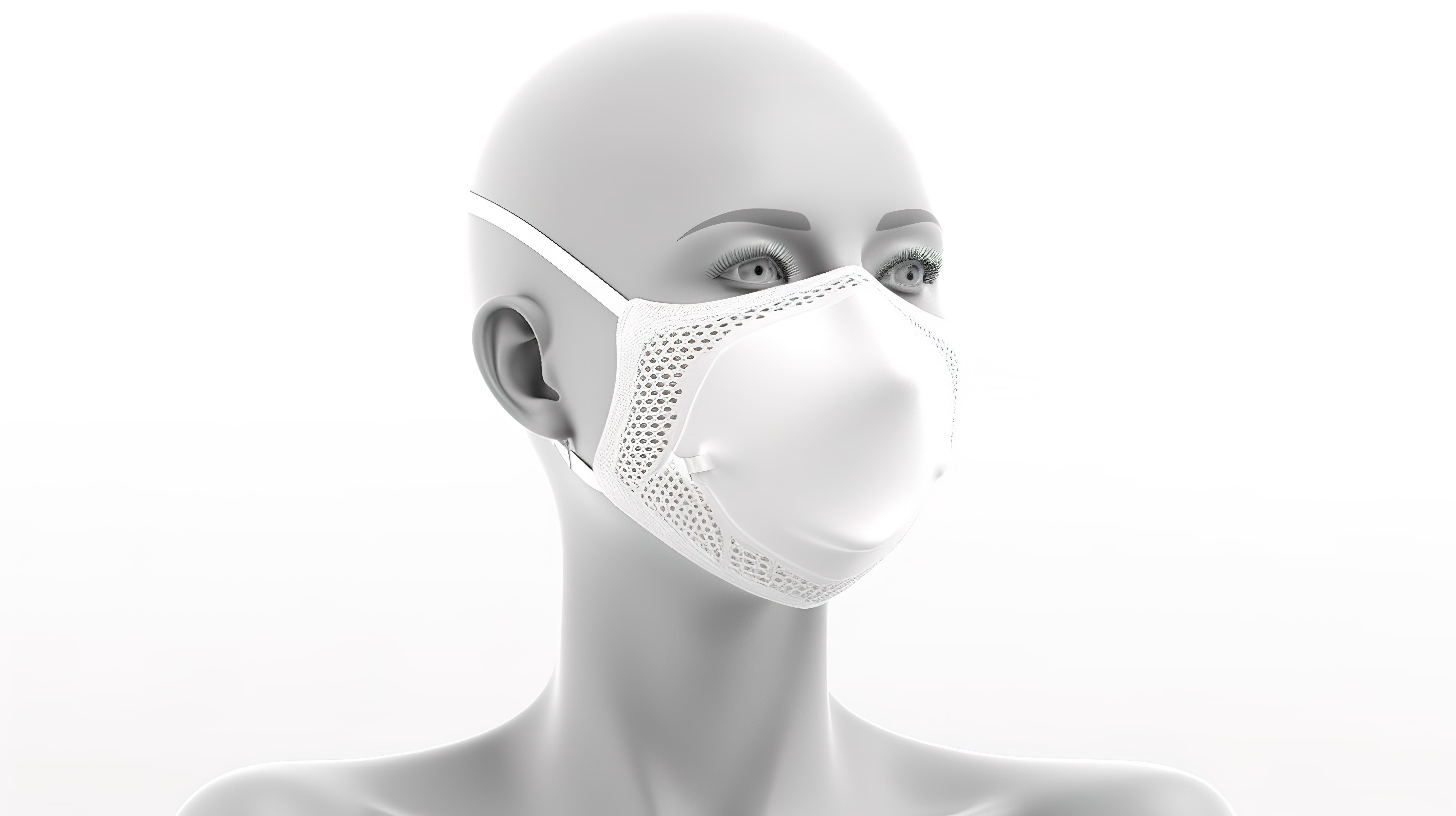 3D 渲染的白色隔离面罩模型，旨在对抗污染图片