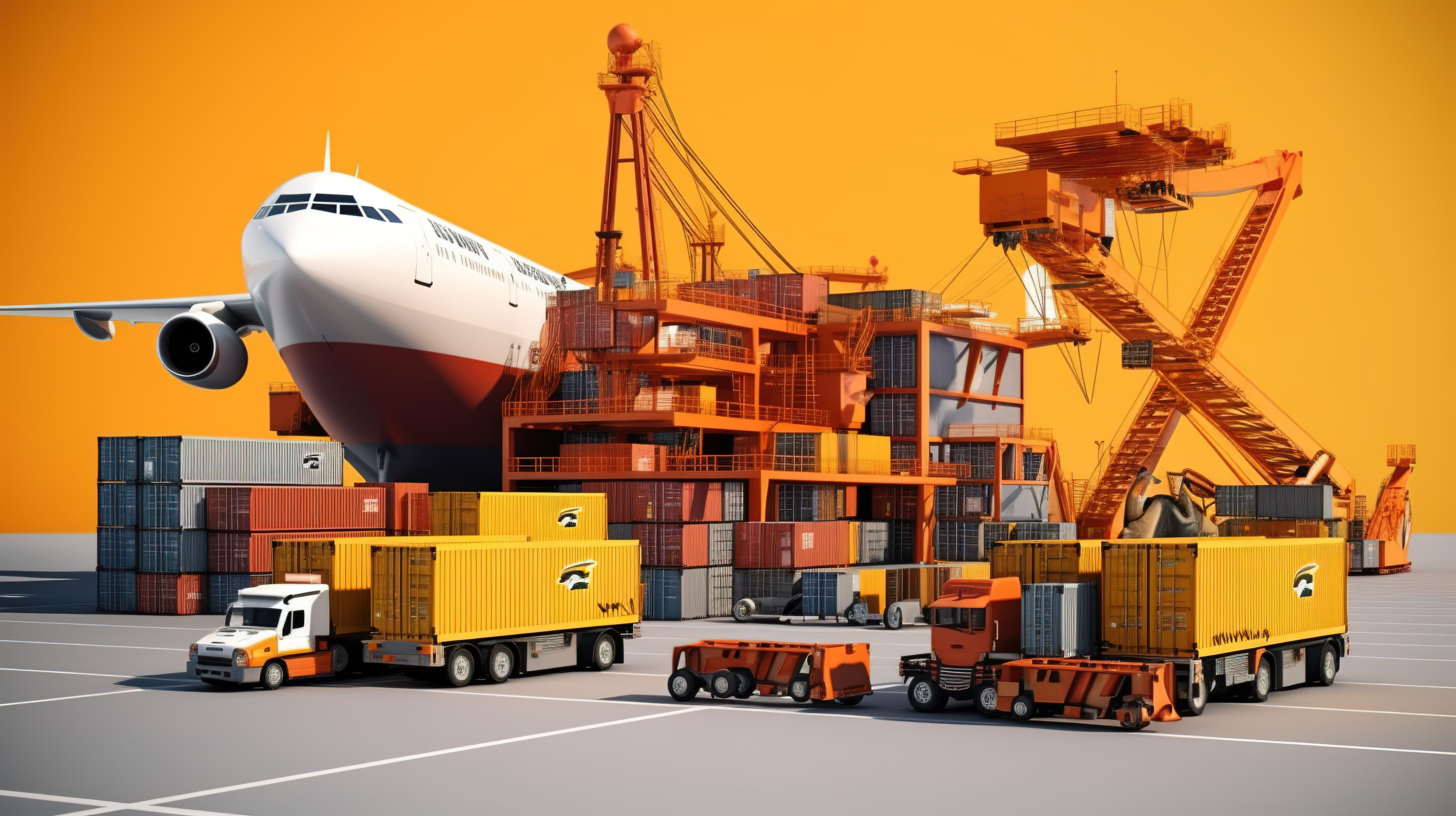 国际物流和货运的 3D 效果图图片